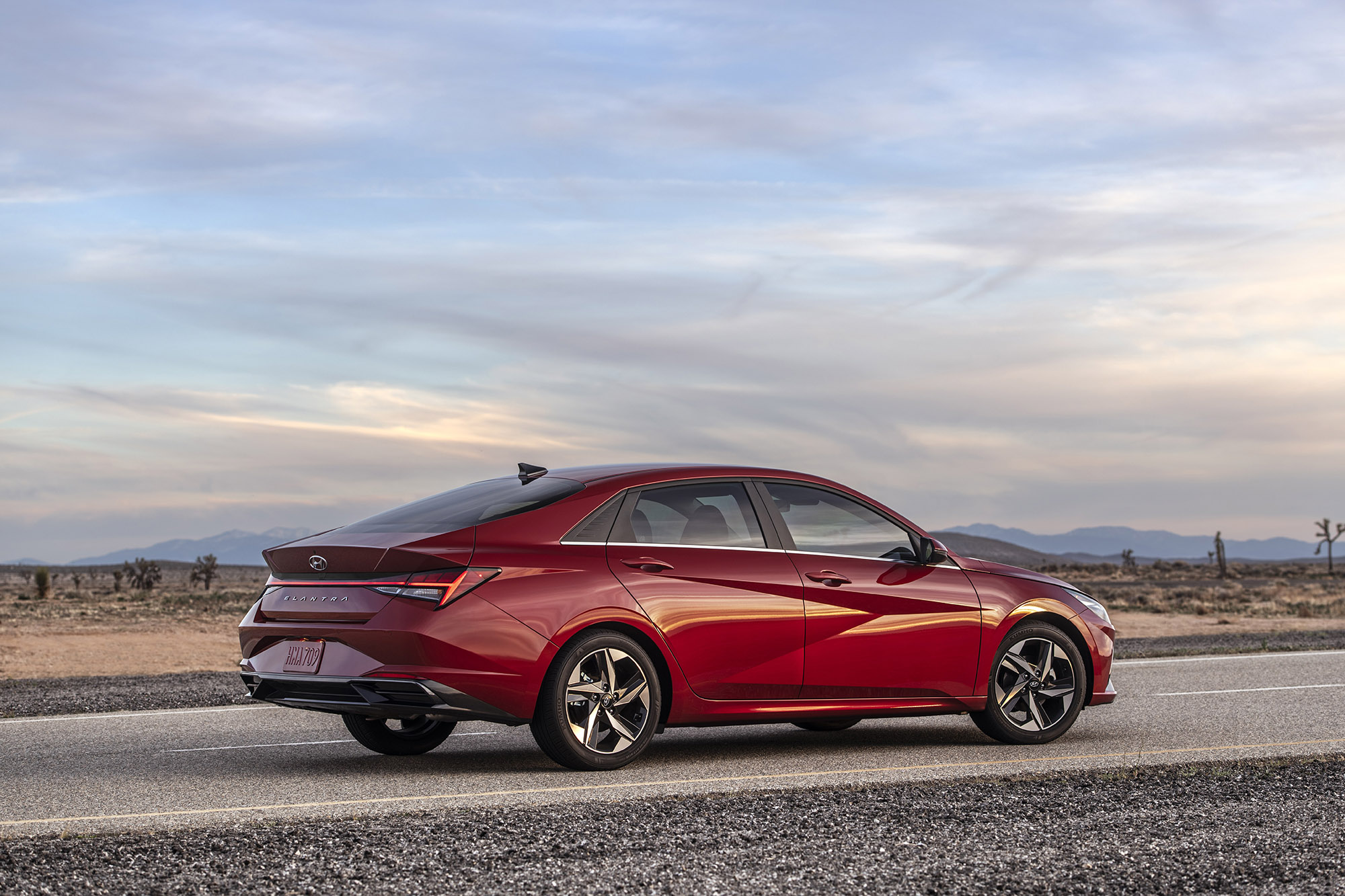 2023 Hyundai Elantra in red, rear