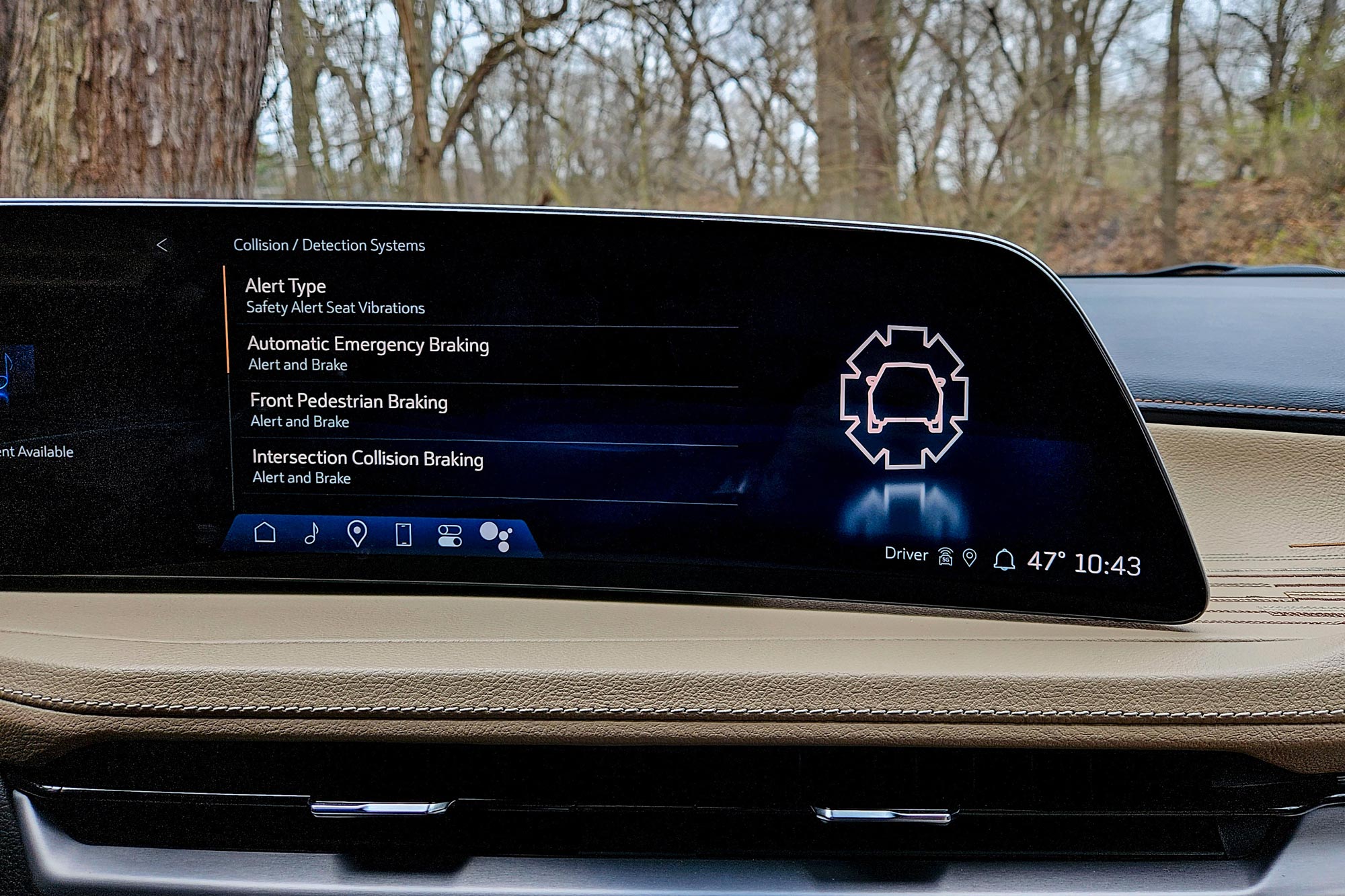 Safety features menu in a 2024 Cadillac XT4