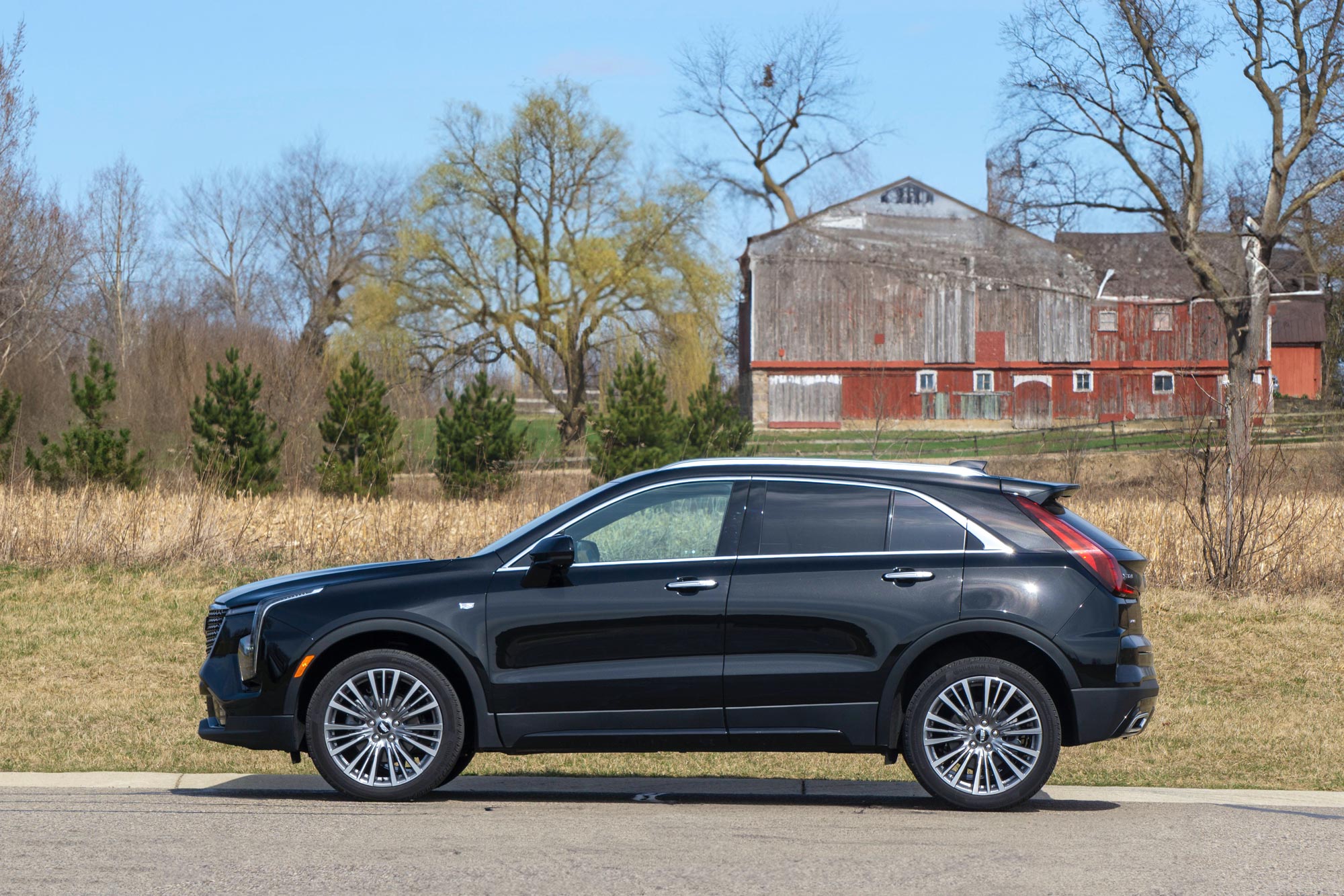 Side of a black 2024 Cadillac XT4