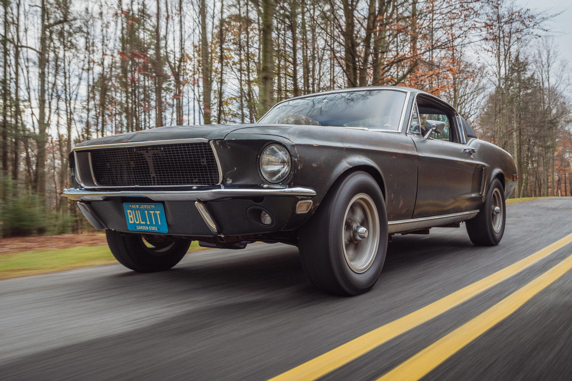A green 1968 Ford Mustang from the movie Bullitt