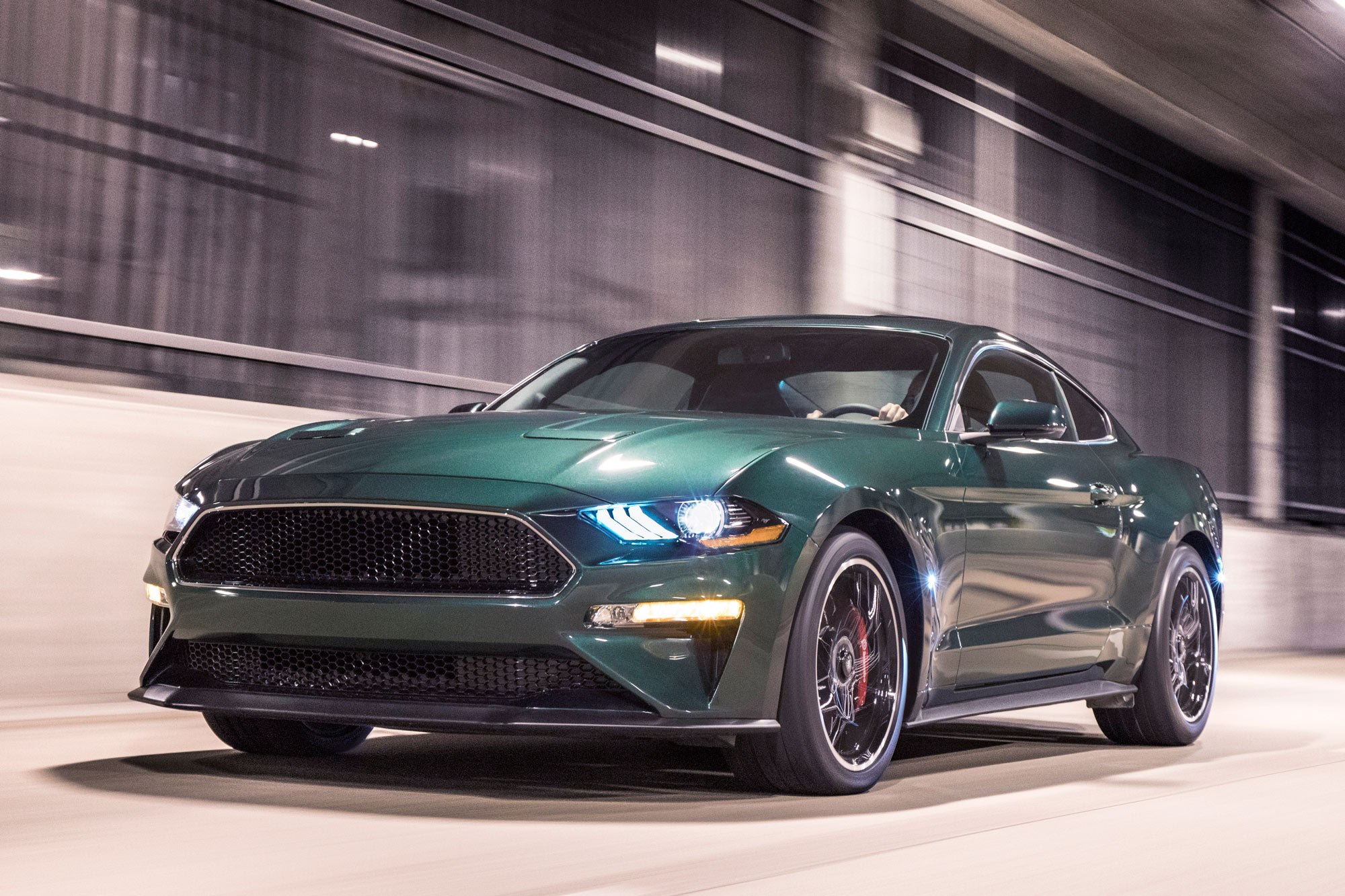 A green 2020 Ford Mustang tribute model of the car from Bullitt