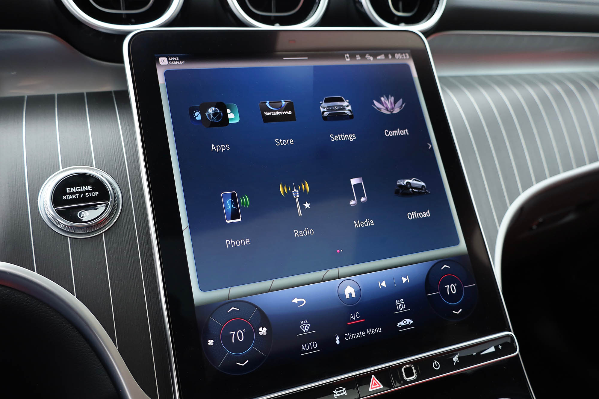 View of the infotainment system screen in a 2024 Mercedes-Benz GLC Coupe.