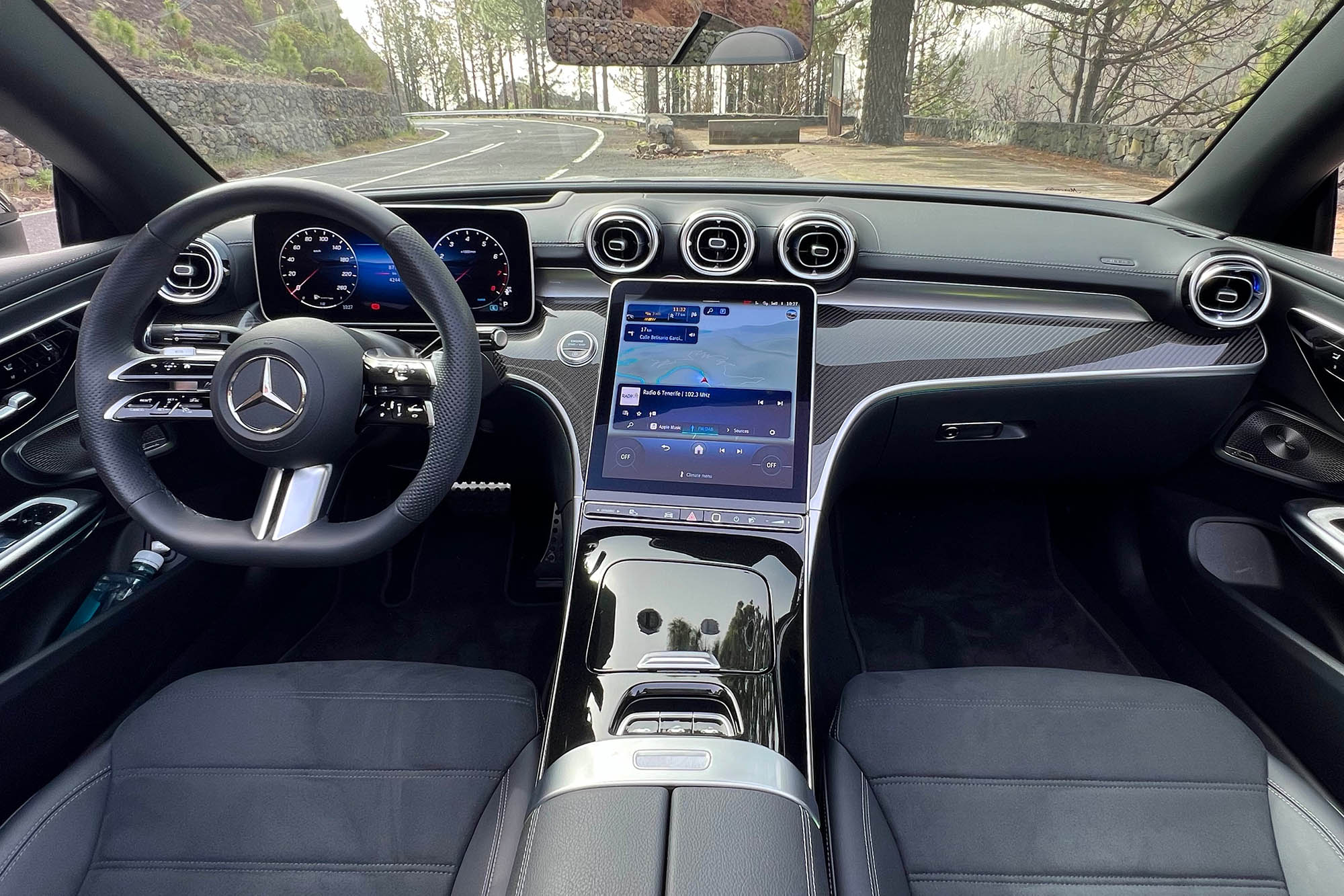 View of a 2024 Mercedes-Benz CLE 450 Cabriolet interior showing the dashboard.