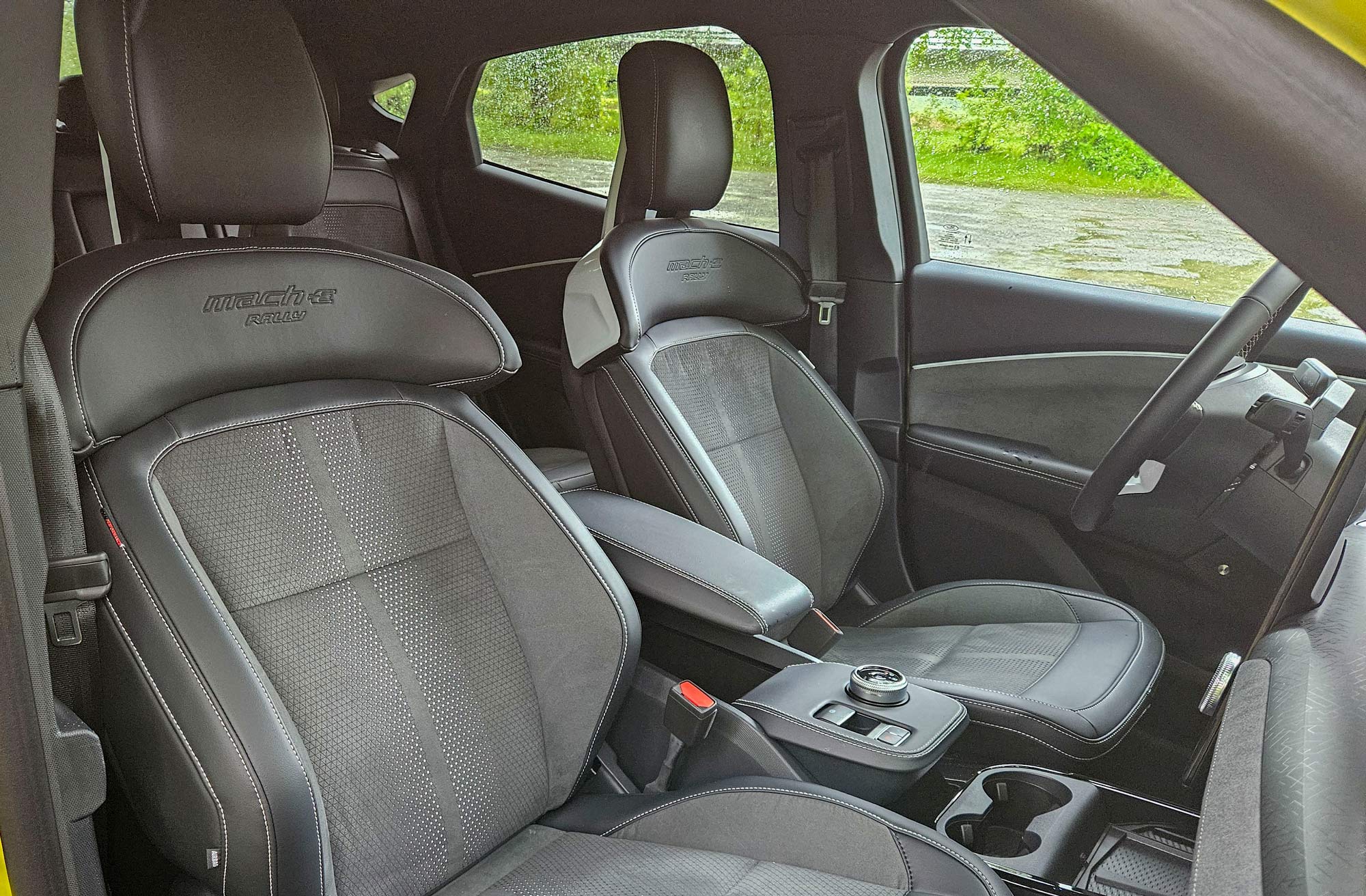 Front performance seats in a 2024 Ford Mustang Mach-E Rally