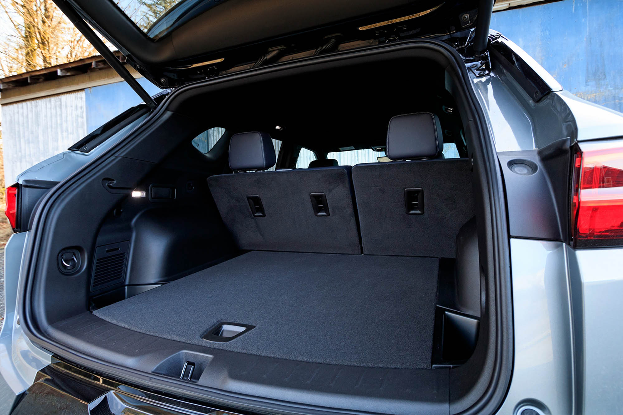 View of the 2024 Chevrolet Blazer's cargo area taken from the lower right corner of the liftgate opening.