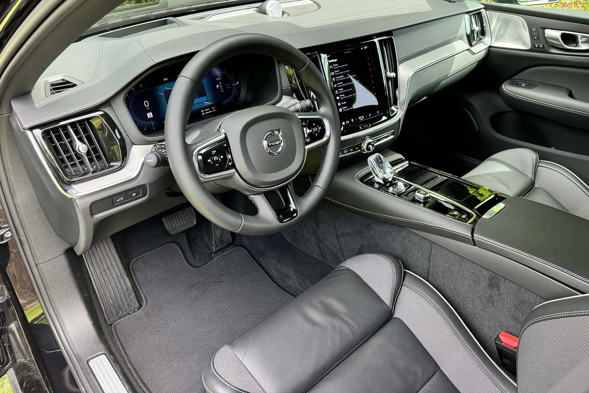 View of the 2024 Volvo V60 Recharge Polestar Engineered interior showing the dashboard.