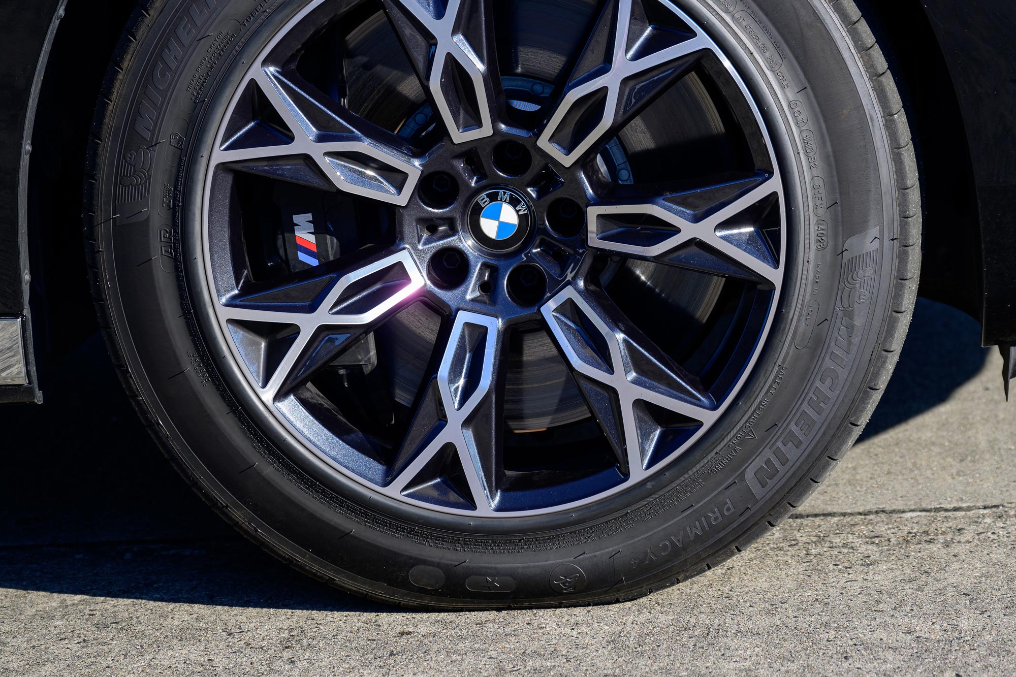 Close-up of Michelin tire made specifically for BMW on the BMW 760i