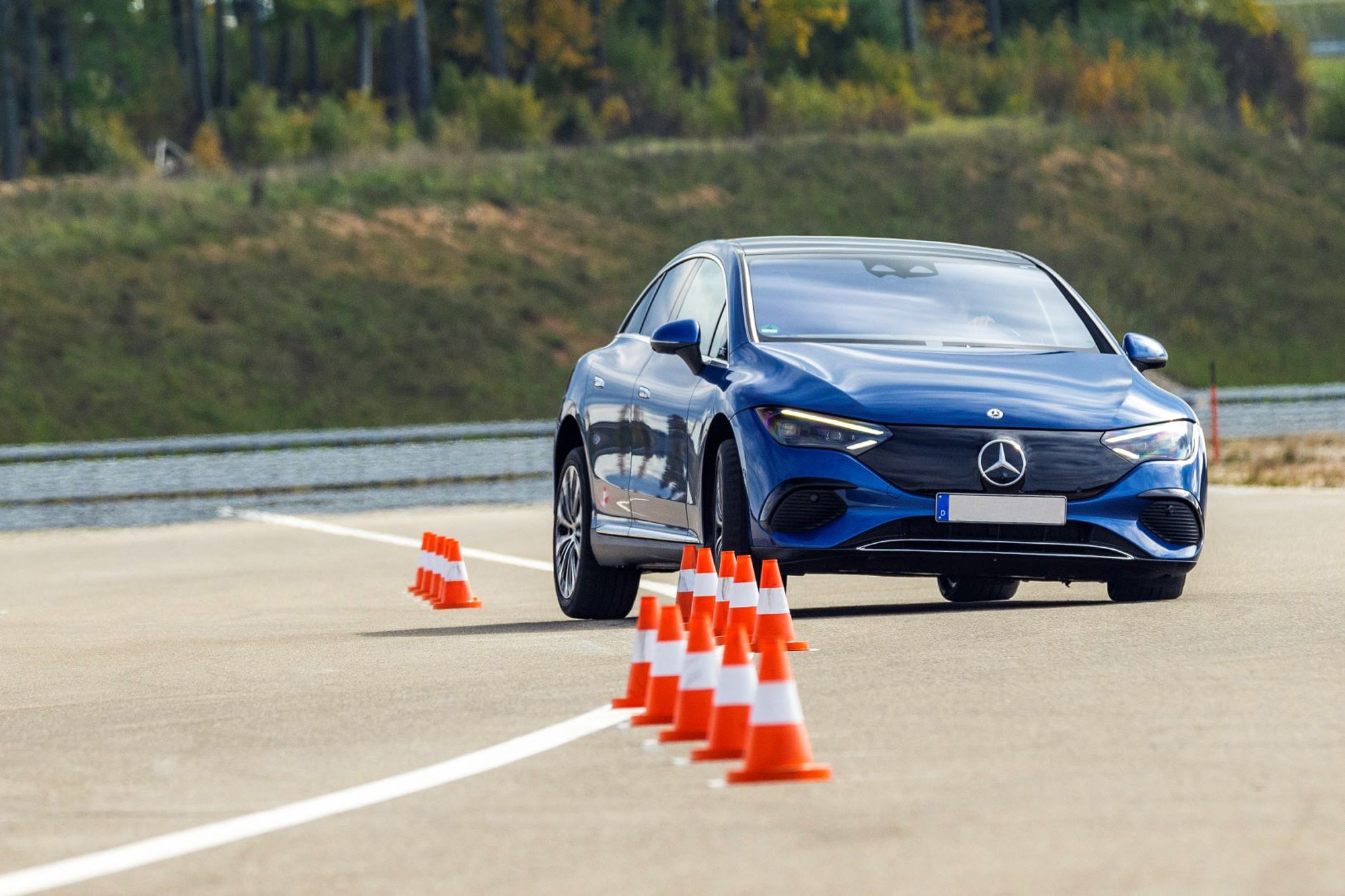 Mercedes-Benz puts an electric EQE Sedan through a rollover test