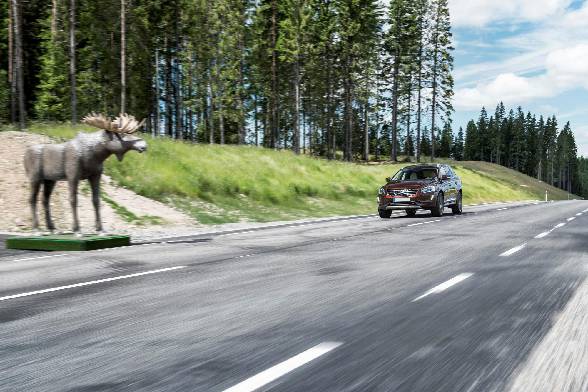 Volvo puts an XC60 through the moose test at its private testing facility