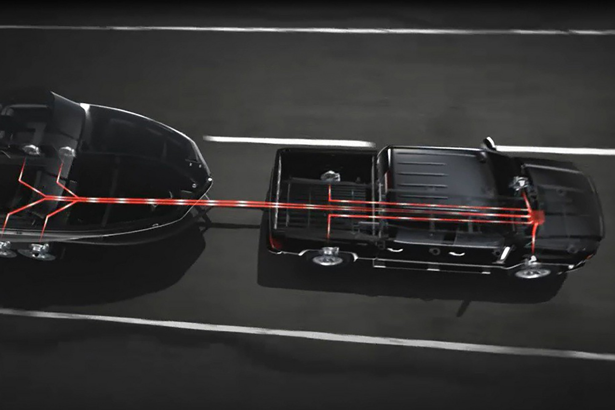 Illustration of GMC Sierra using sway-control technology.