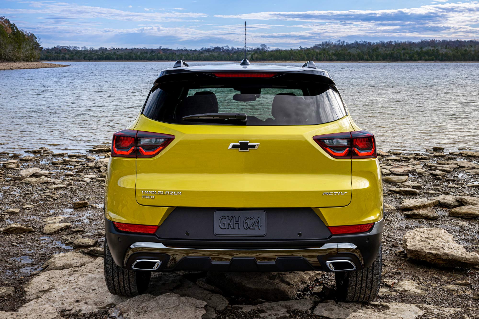 Rear of a yellow 2024 Chevrolet Trailblazer