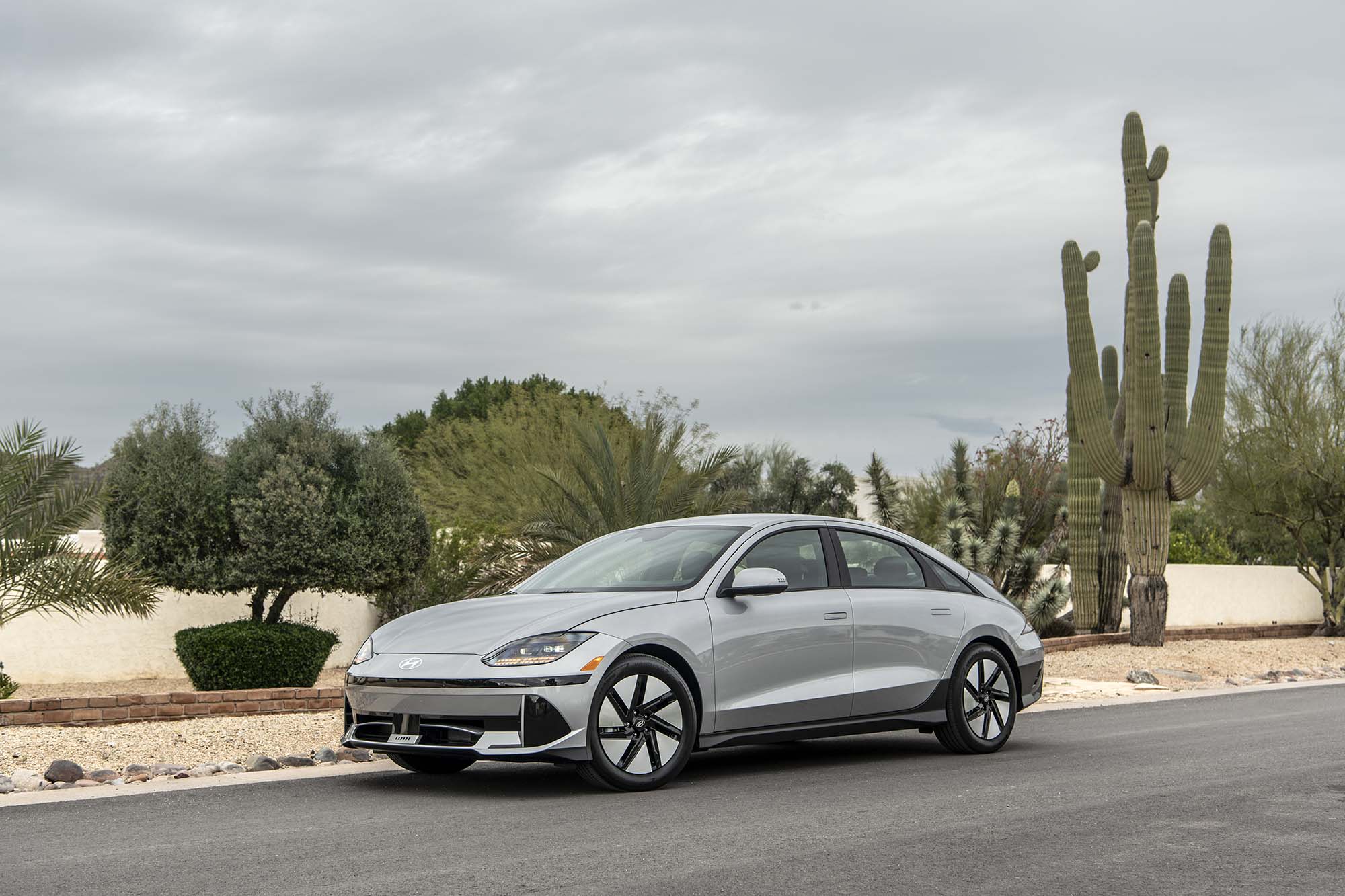 Hyundai Ioniq 6 with aero wheels.