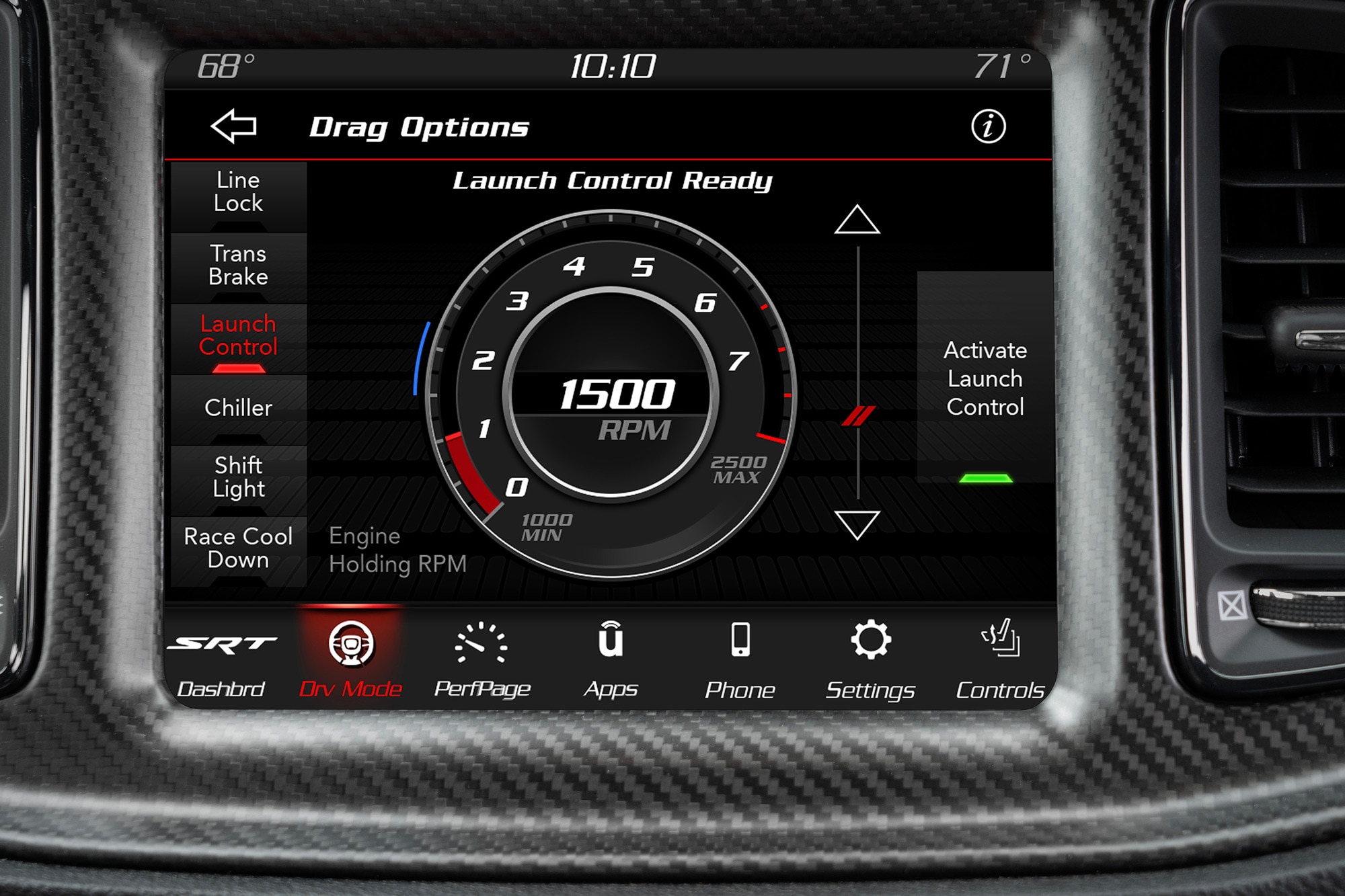 Launch-control screen in a 2023 Dodge Challenger SRT Demon