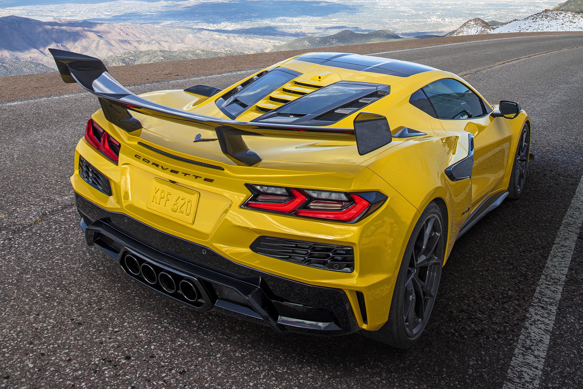 2025 Chevrolet Corvette ZR1 Coupe in Competition Yellow with ZTK Performance Package, rear