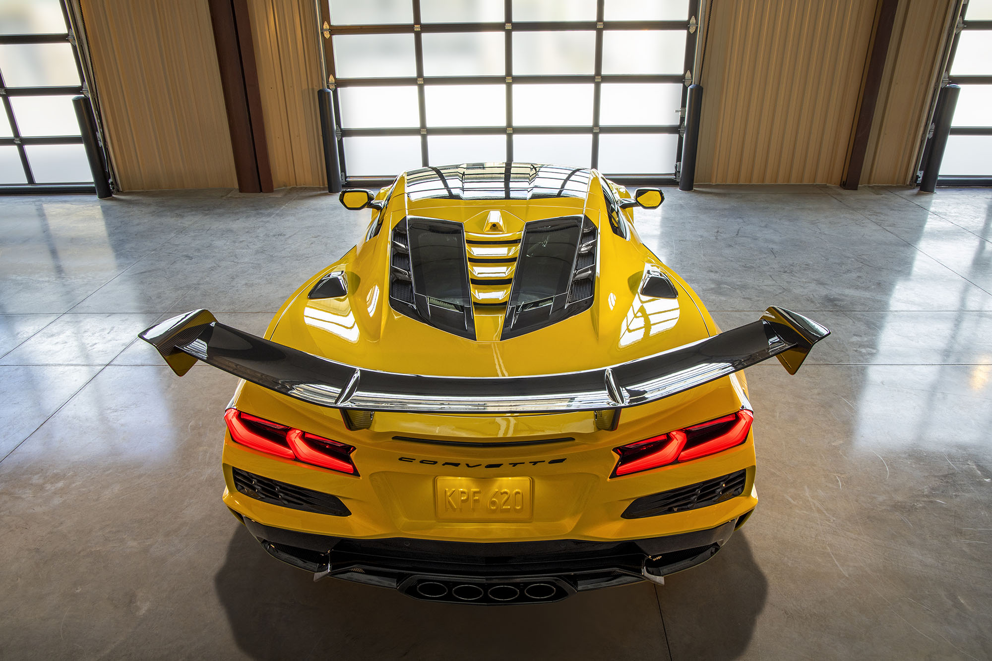 2025 Chevrolet Corvette ZR1 Coupe in Competition Yellow with ZTK Performance Package, split-window rear hatch vents