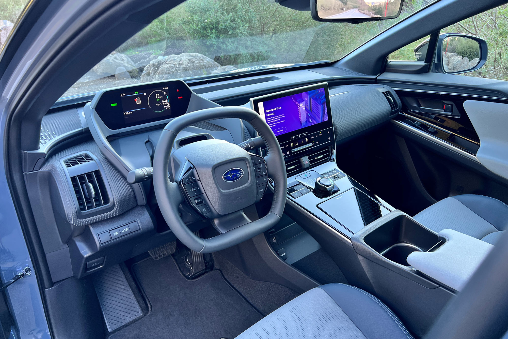 Dashboard and center console of a 2024 Subaru Solterra Touring