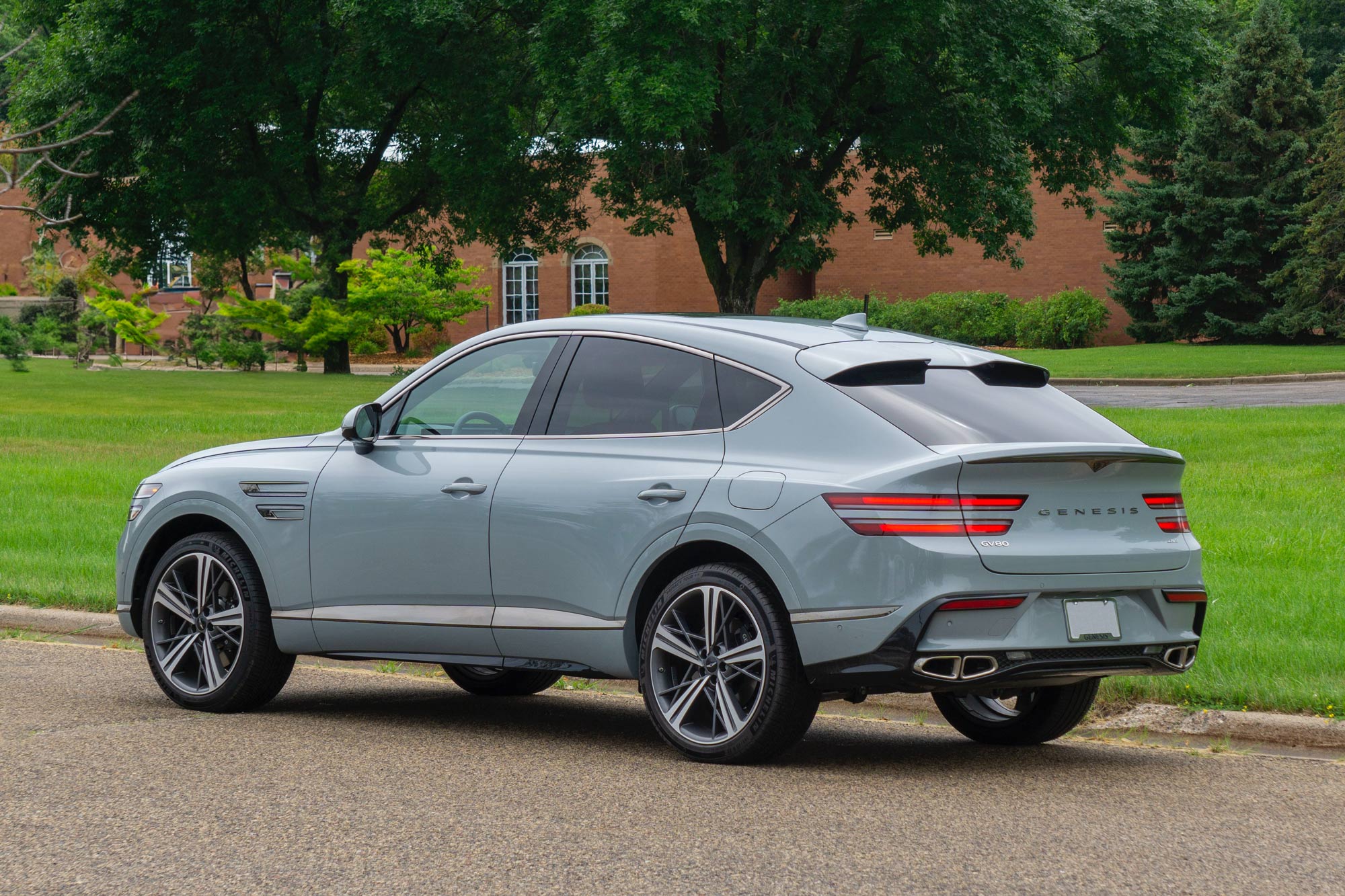 Rear of a Bering Blue 2025 Genesis GV80 Coupe