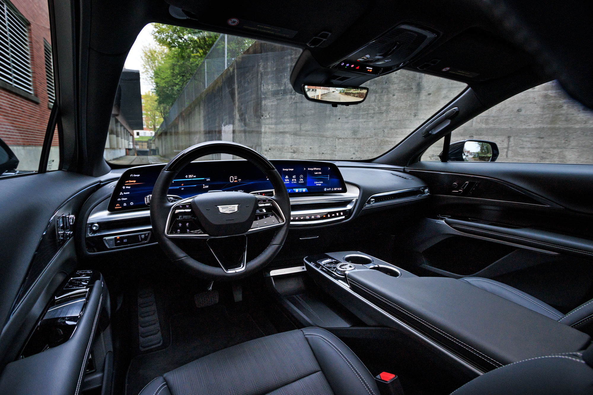 2024 Cadillac Lyriq interior showing the dashboard and front seats