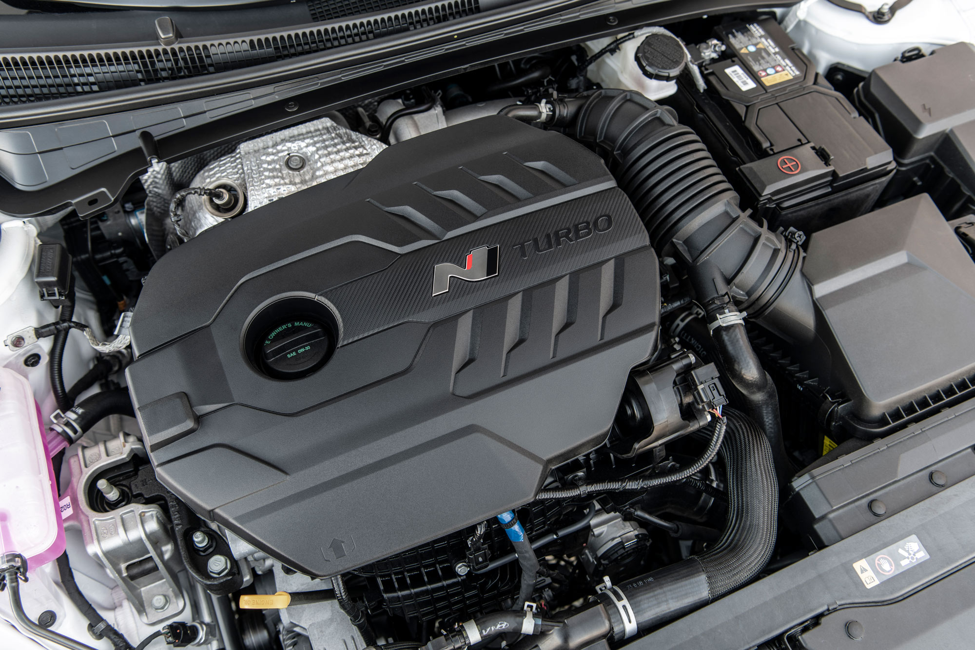 Engine bay in a 2024 Hyundai Elantra N