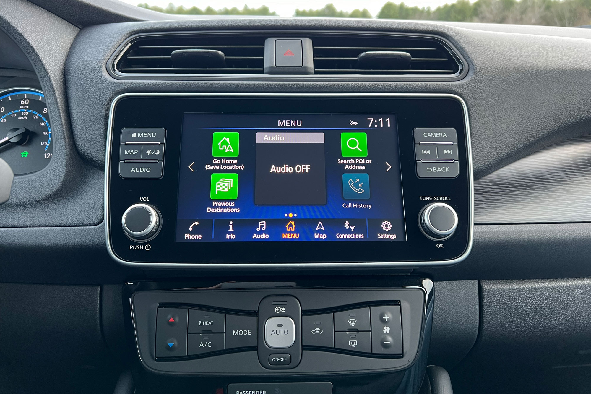 2024 Nissan Leaf SV Plus interior showing the infotainment system