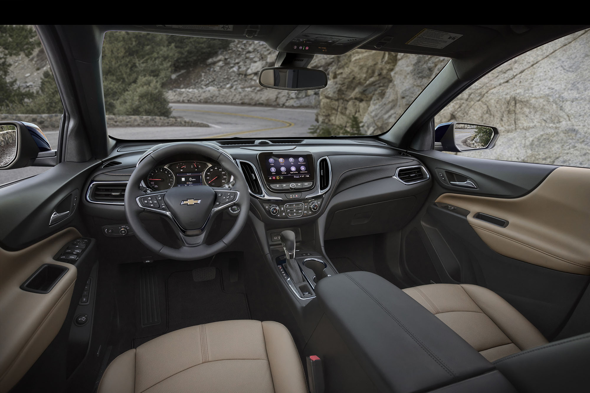 Chevrolet Equinox interior in tan and black.