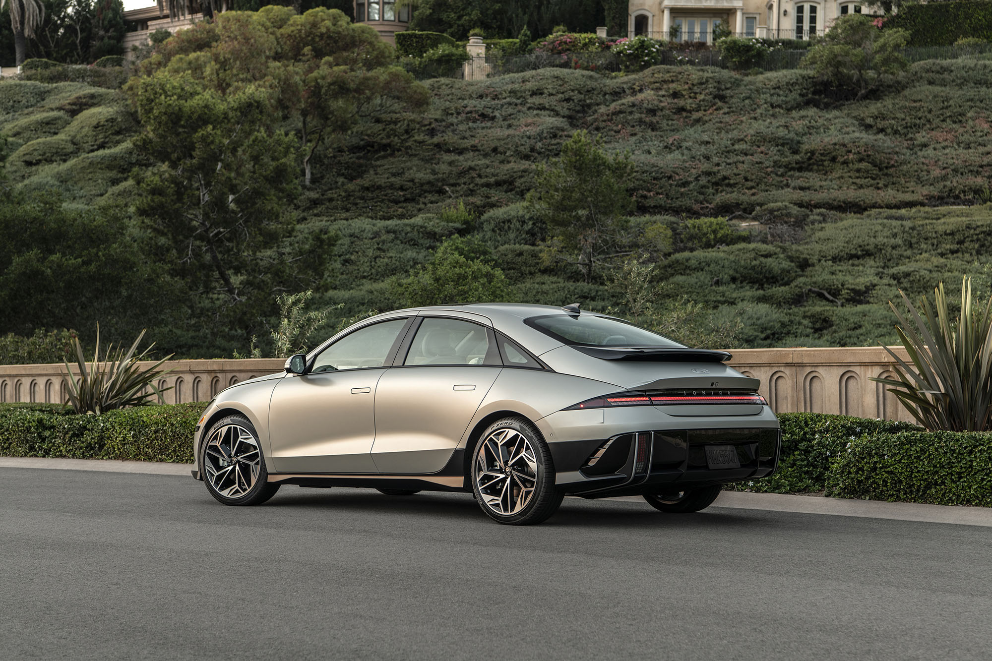 2023 Hyundai Ioniq 6 in matte silver, rear