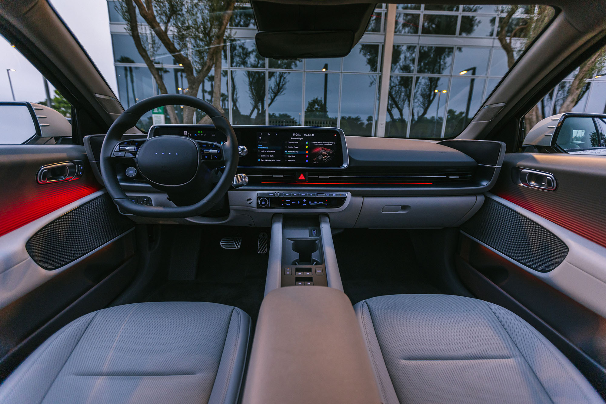 2023 Hyundai Ioniq 6 interior with red ambient lighting