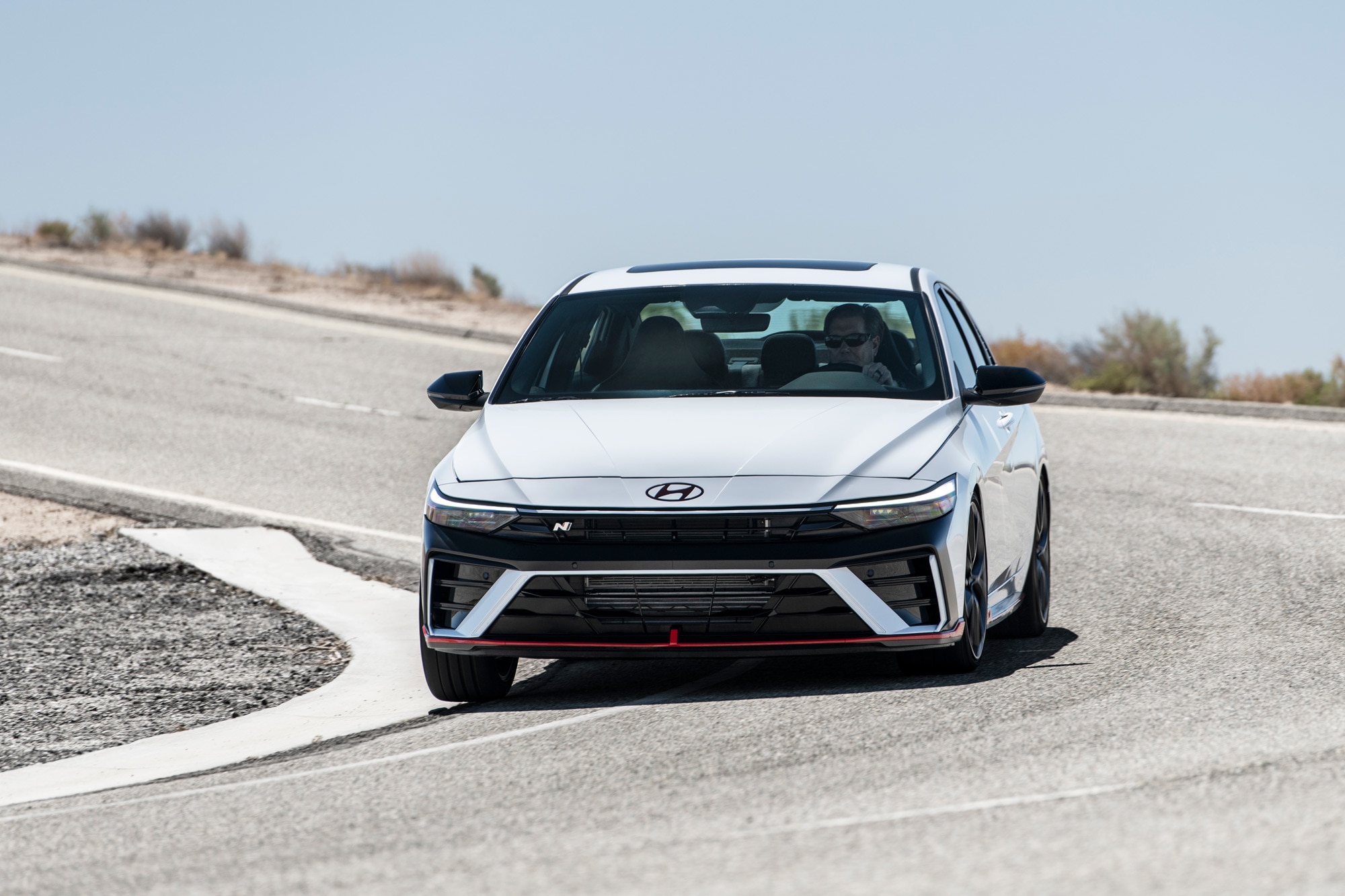 Front of a white Hyundai Elantra N