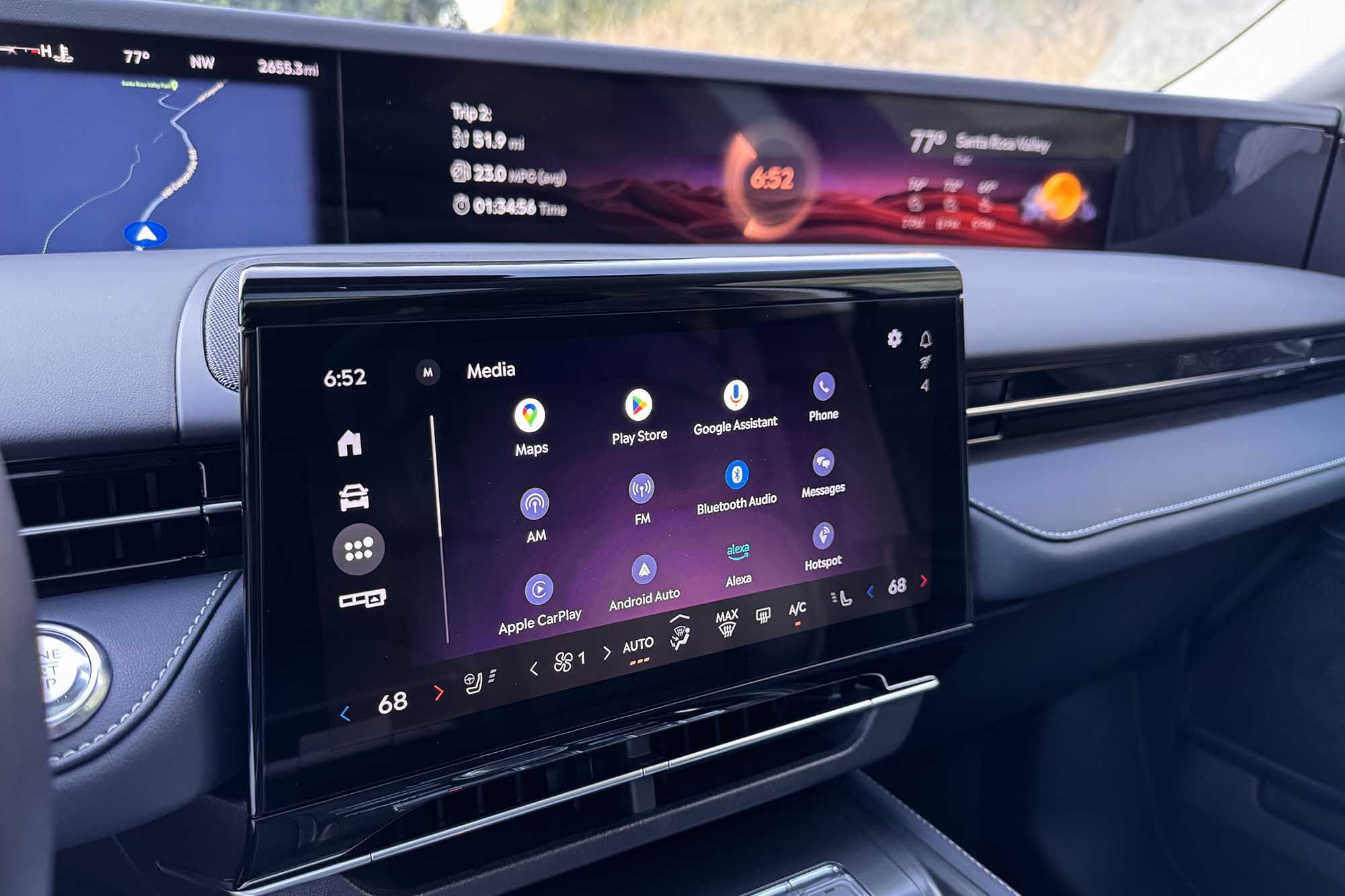 View of a 2024 Lincoln Nautilus interior showing the 11.1-inch Lincoln Digital Experience infotainment system touchscreen.