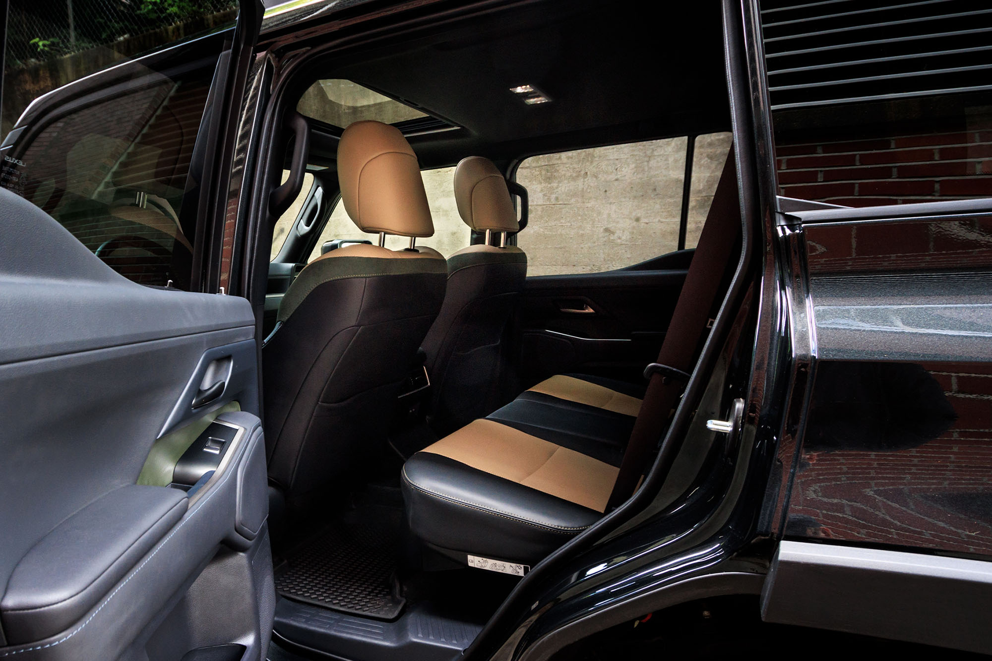 View of a 2024 Lexus GX Overtrail interior showing the back seat.