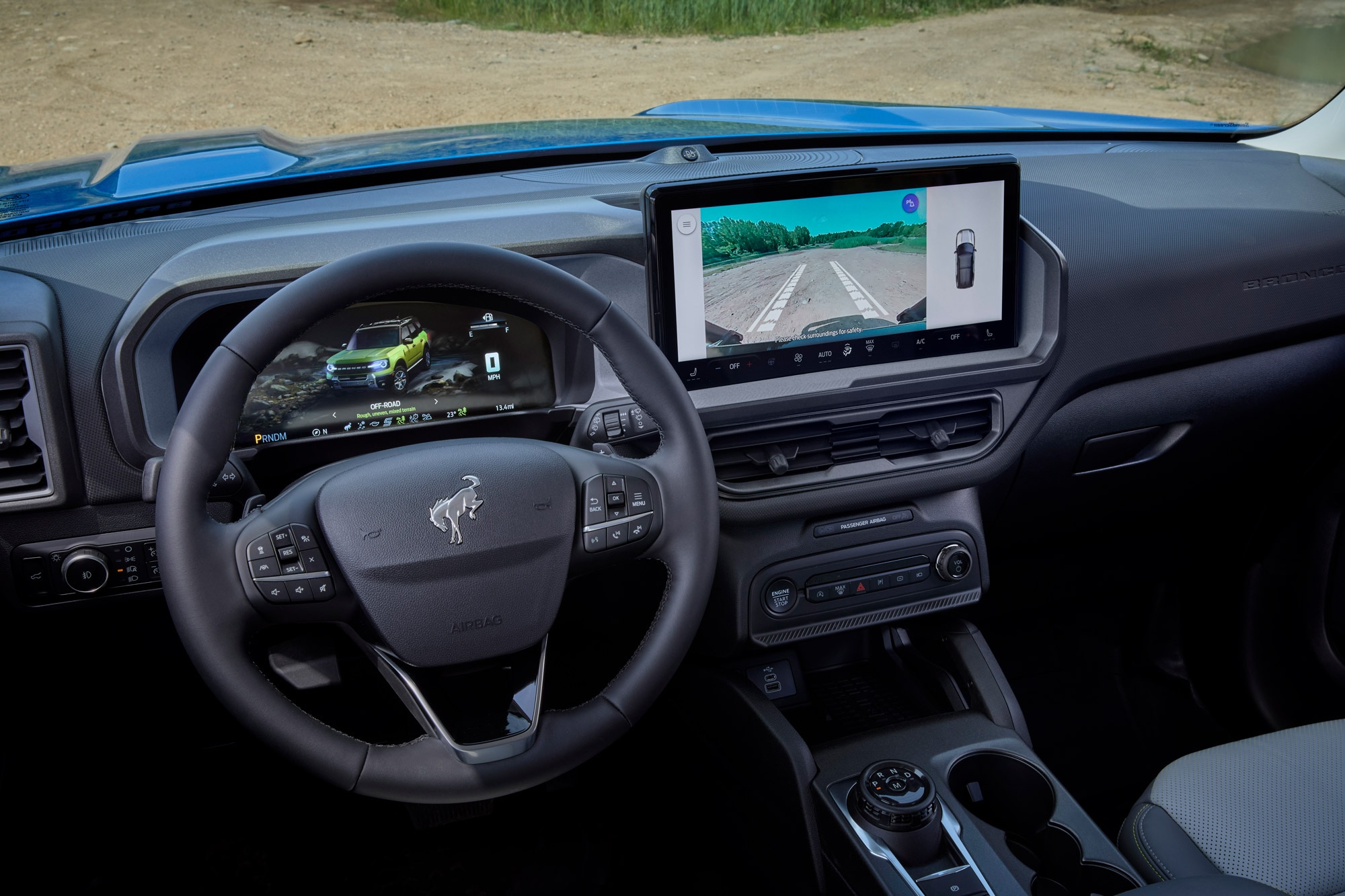 Steering wheel and dashboard of a 2025 Ford Bronco Sasquatch