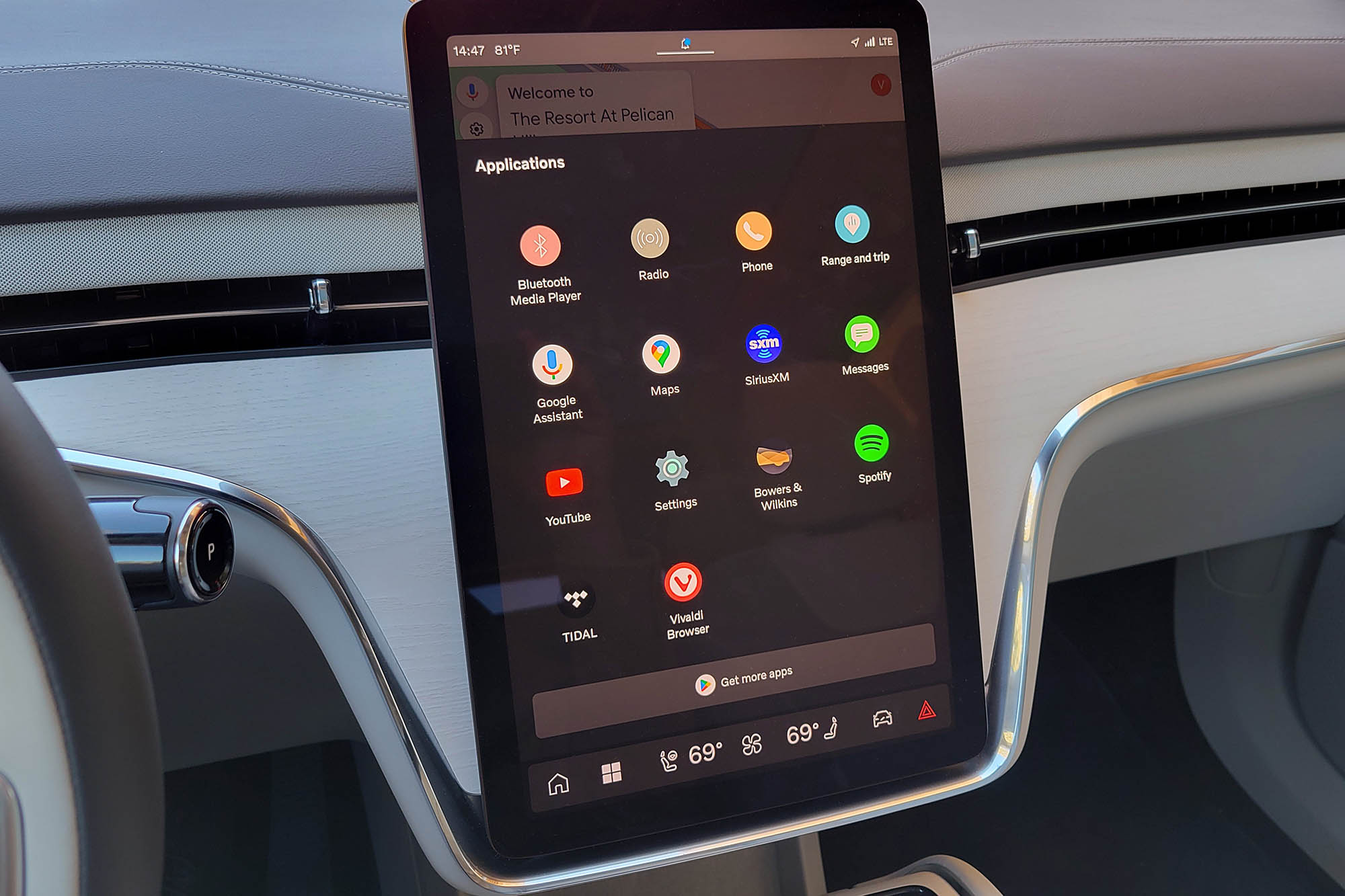 2025 Volvo EX90 Ultra interior showing the infotainment system home screen.