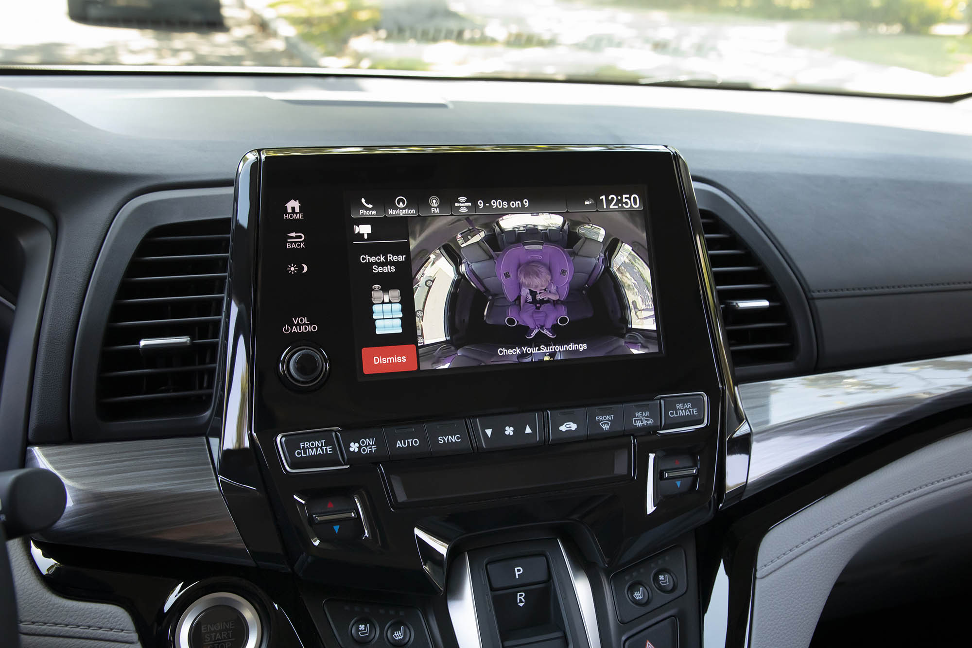 Honda's CabinWatch feature showing a baby in a car seat