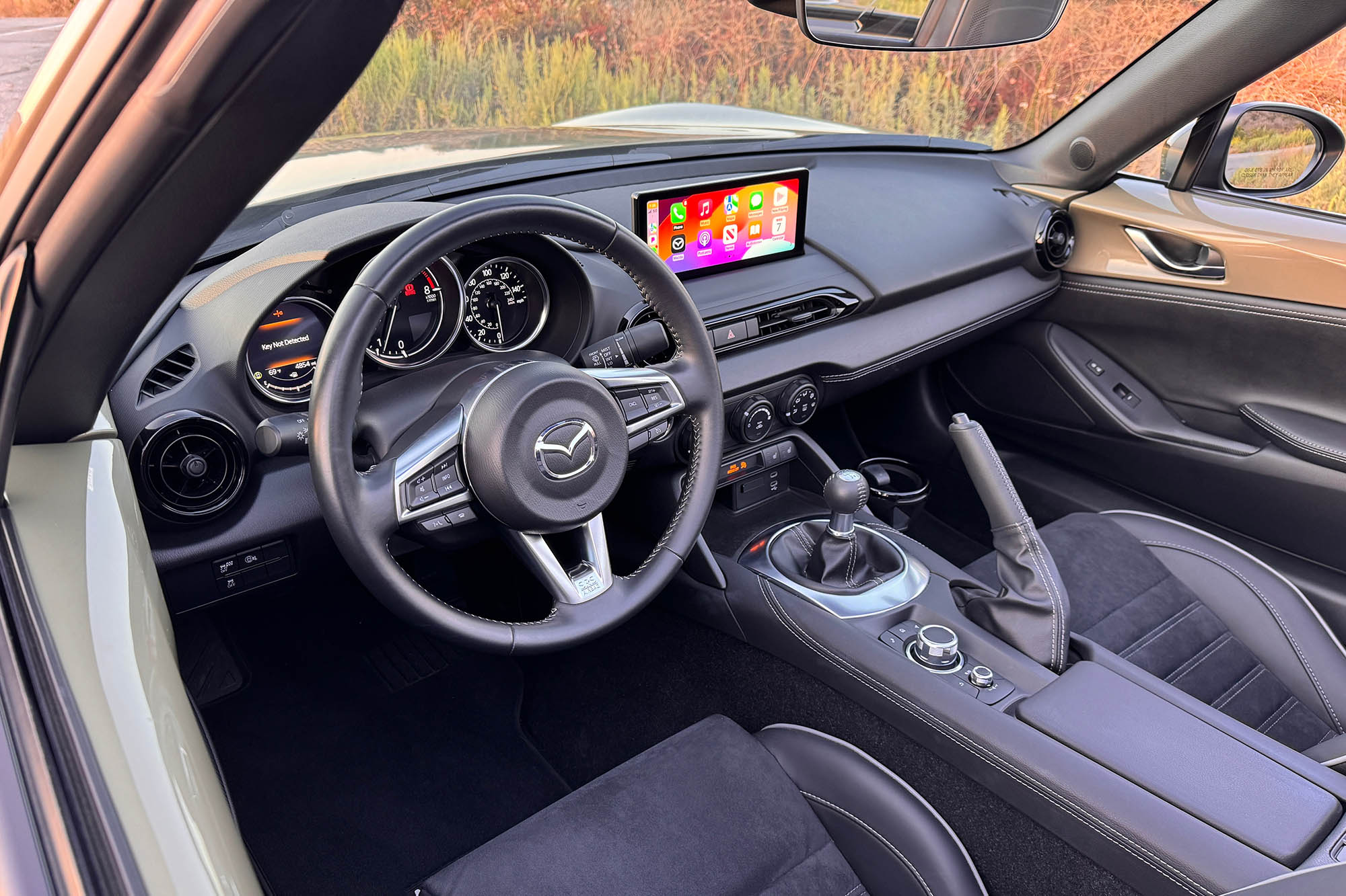 View of a 2024 Mazda MX-5 Miata RF Club interior showing the dashboard.