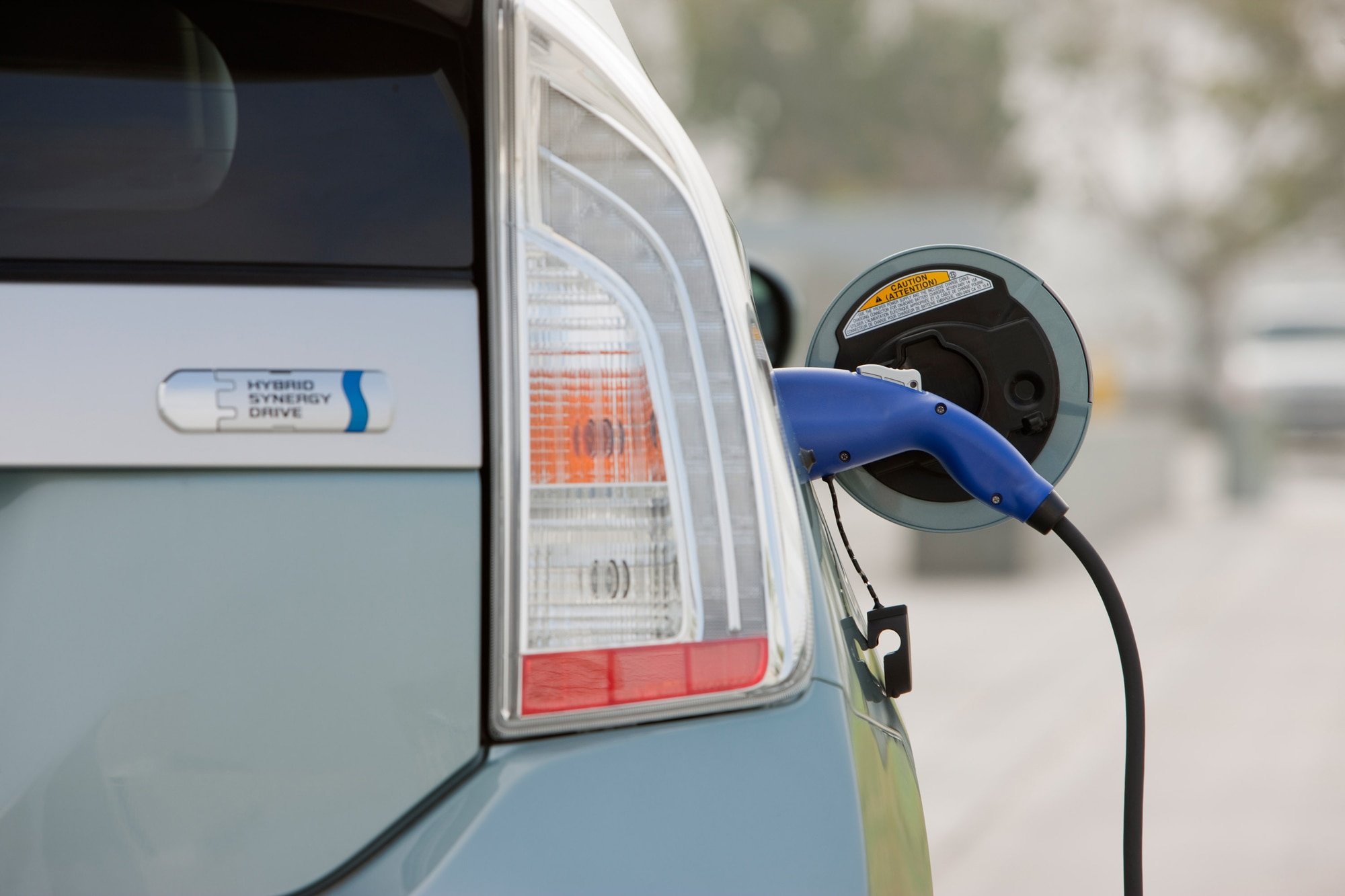 Close-up of charging plug on 2012 Toyota Prius Plug-in