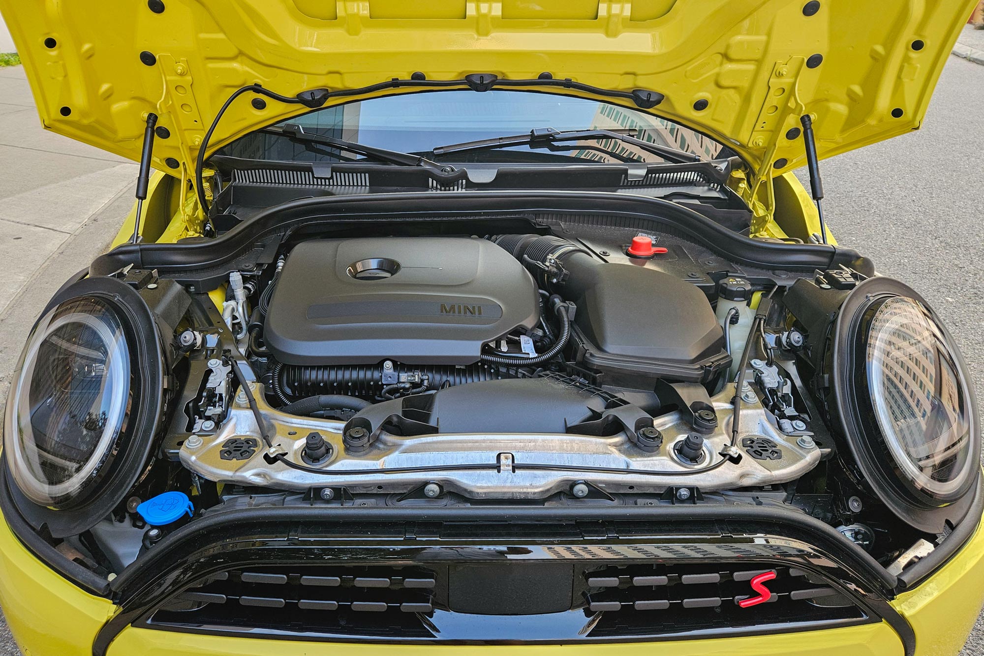 2025 Mini Cooper engine bay.