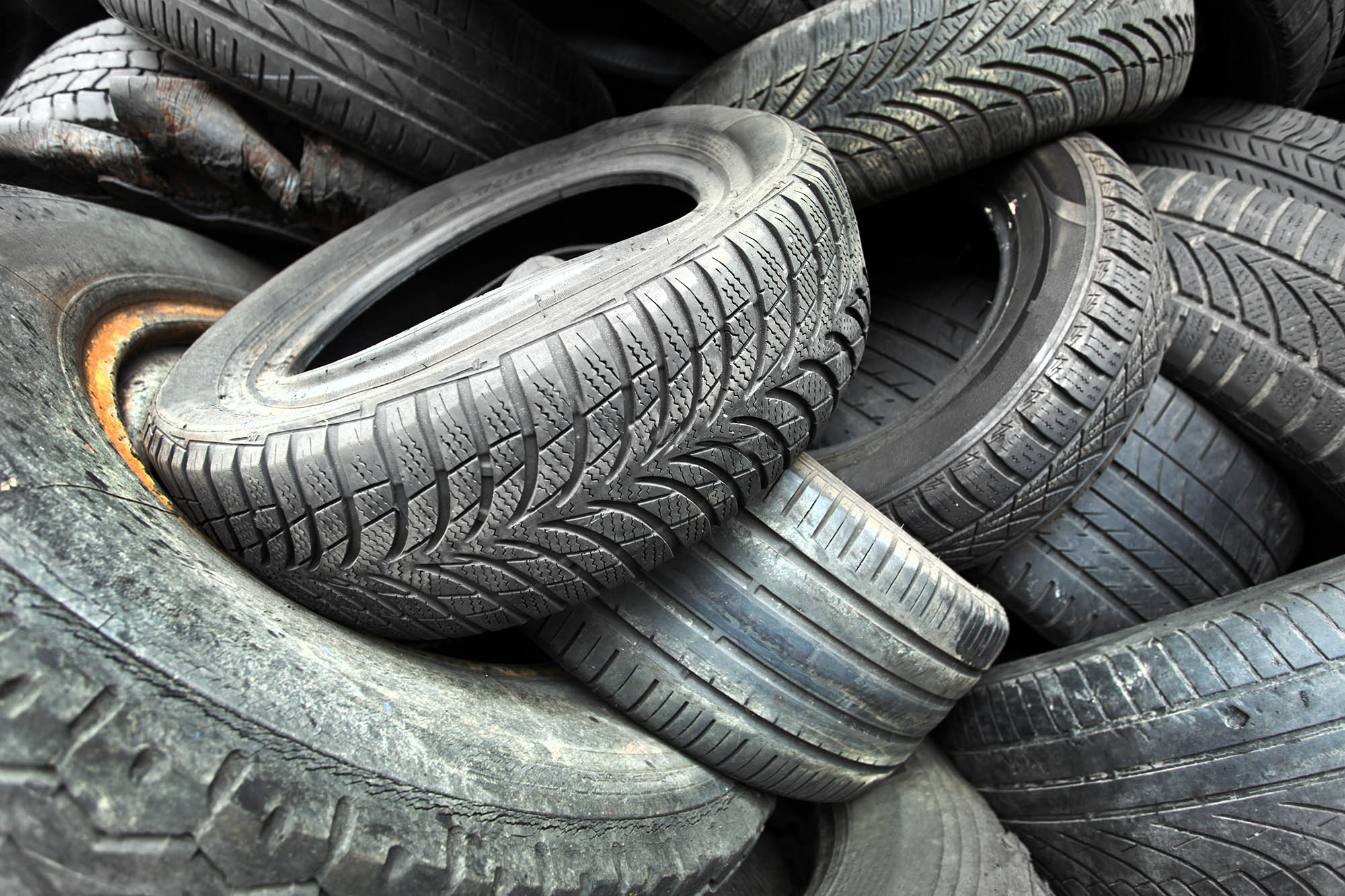 A pile of used tires