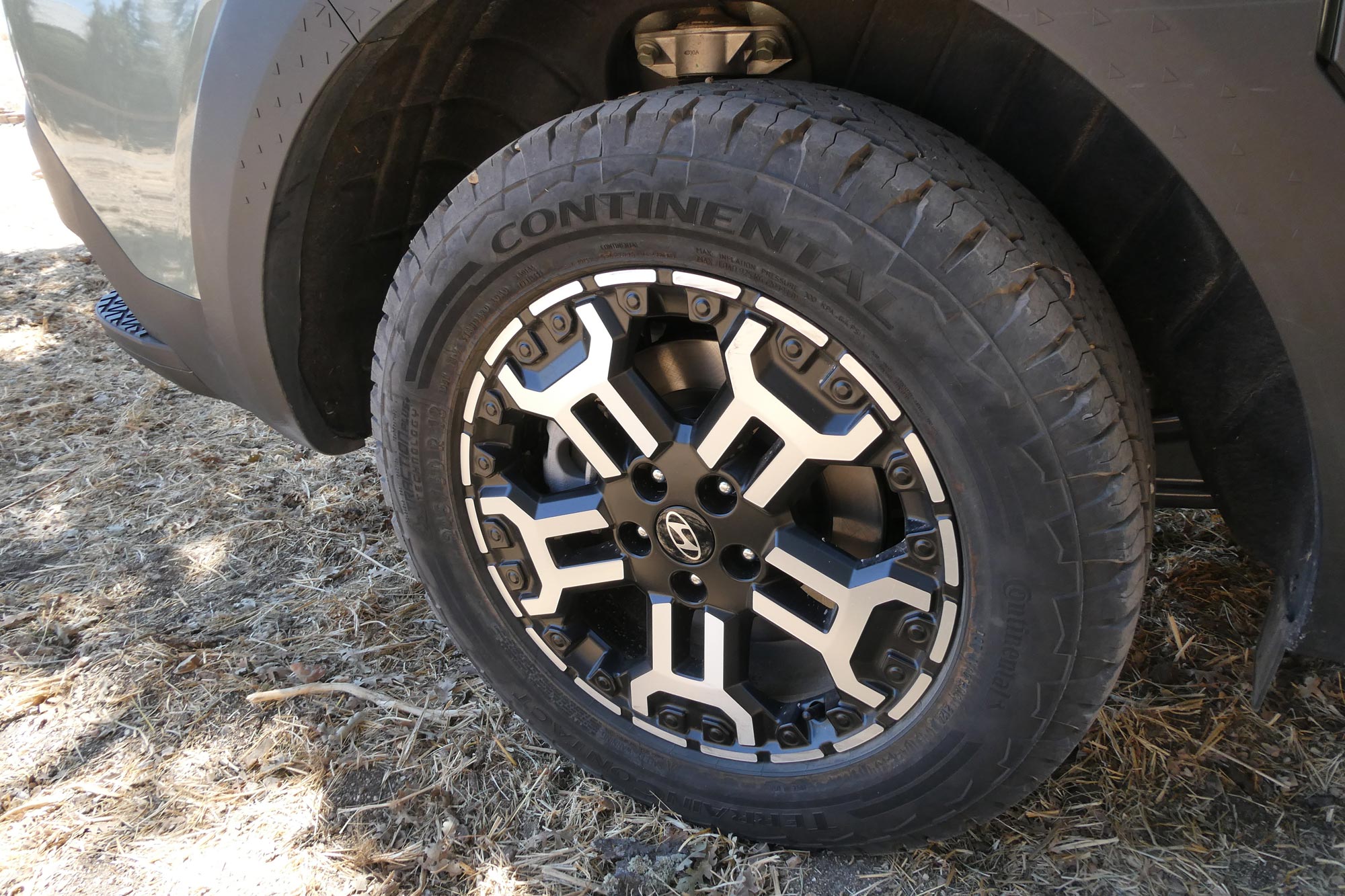 2025 Hyundai Santa Cruz XRT 18-inch wheel wrapped in a new all-terrain tire design.