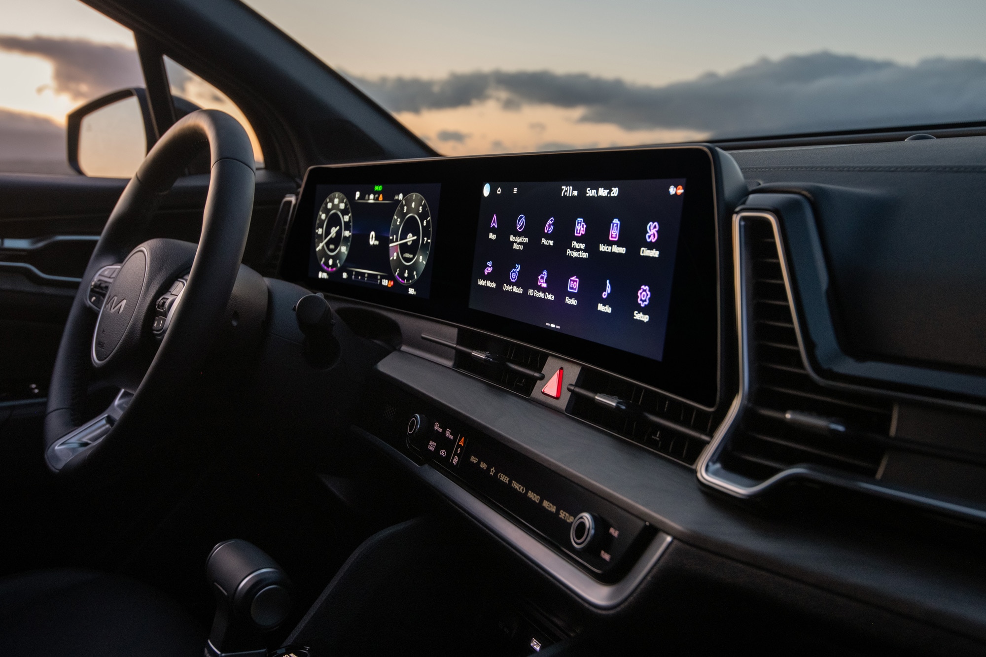 2024 Kia Sportage X-Pro dashboard and infotainment screen