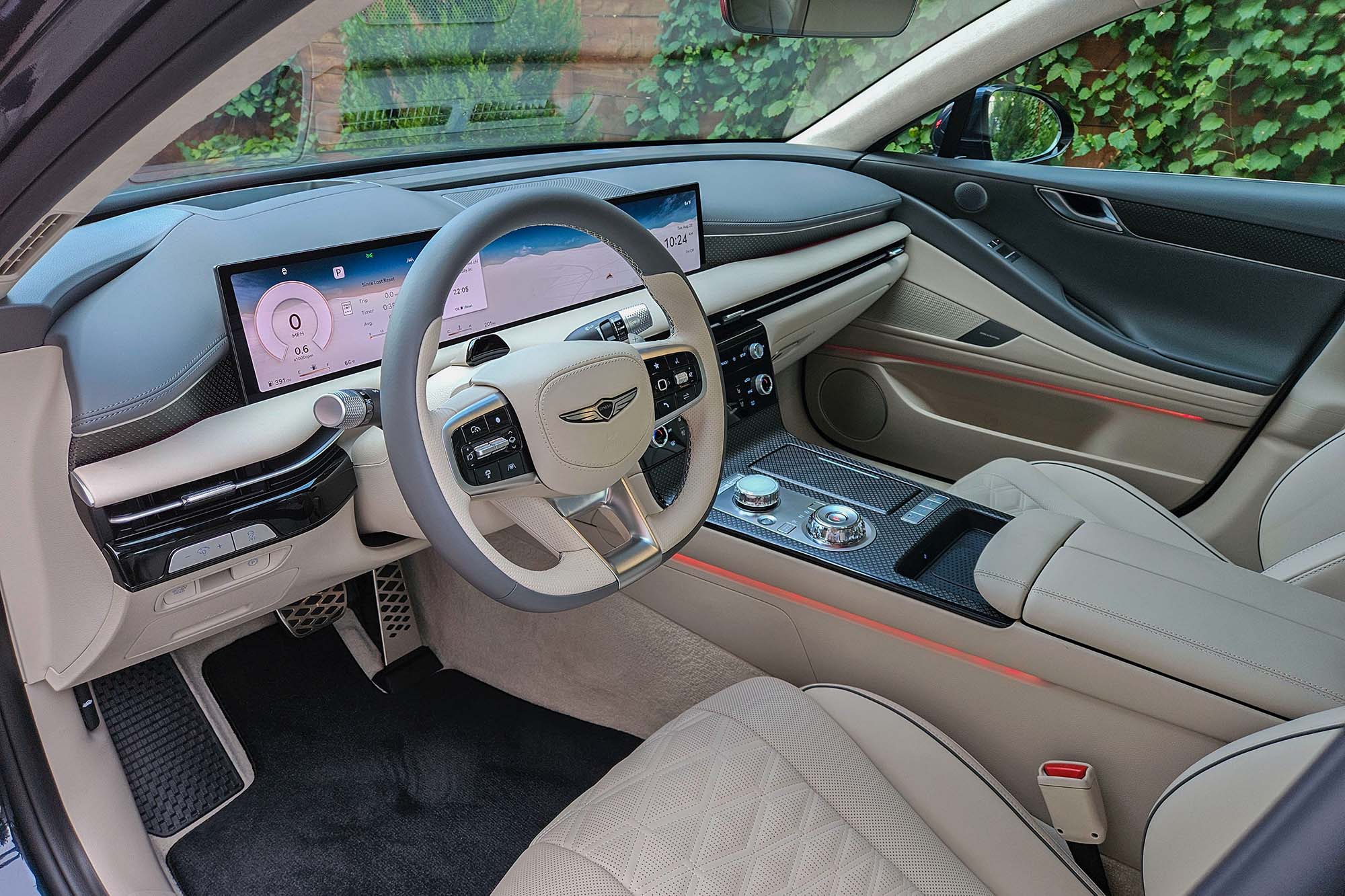 2025 Genesis G80 3.5T Sport Prestige interior showing the dashboard and center console