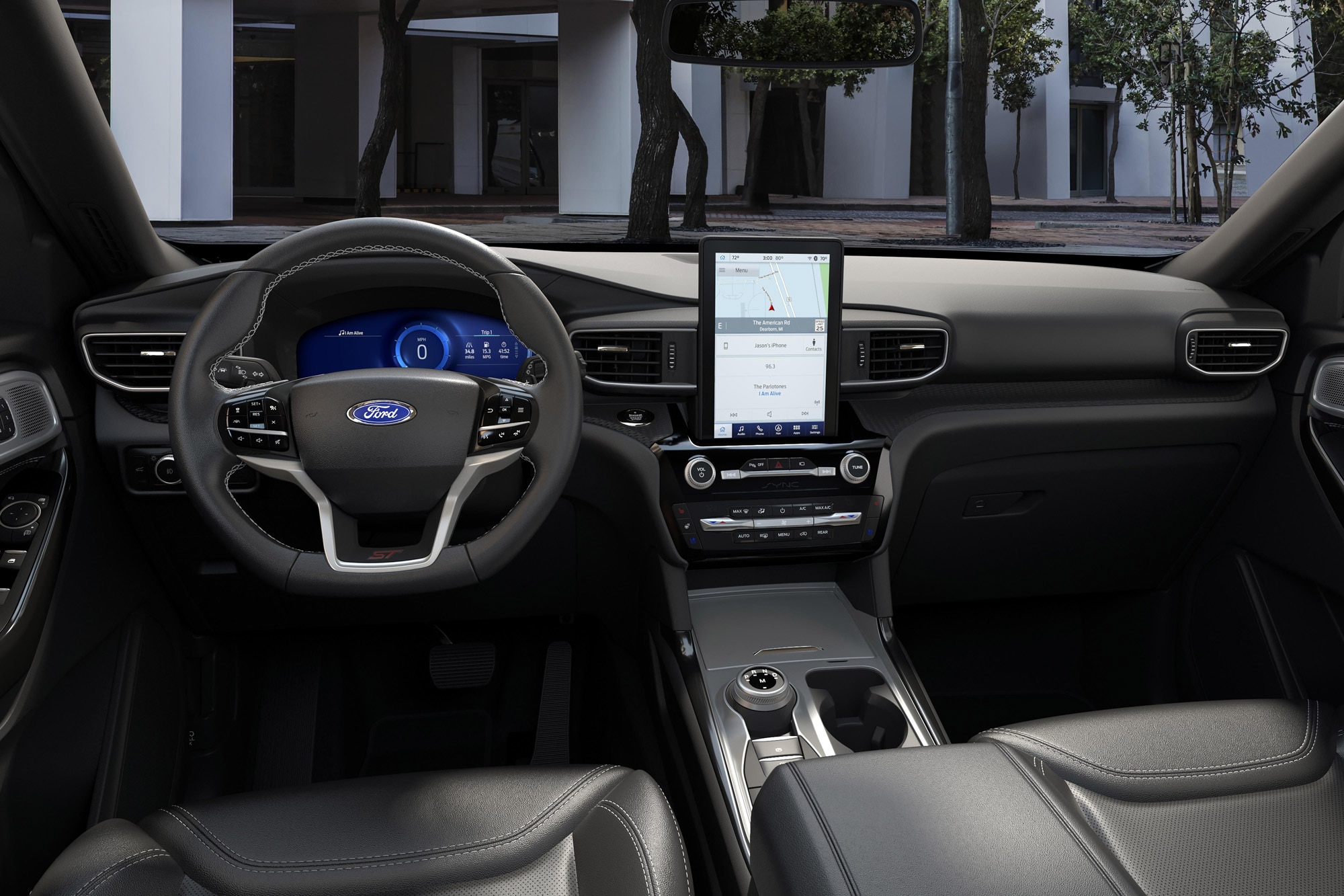 2024 Ford Explorer interior and infotainment screen.