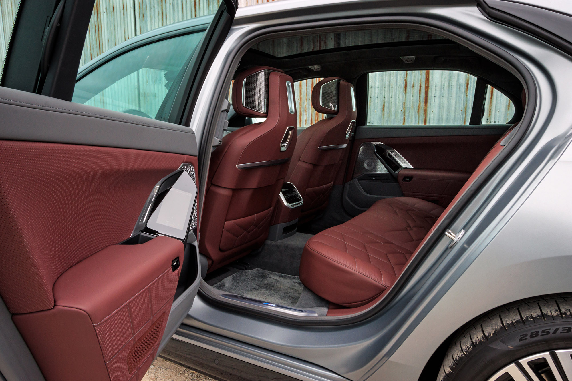 2024 BMW 7 Series interior, dark red leather back seats