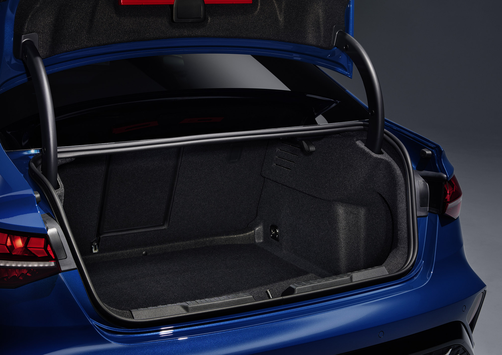 2025 Audi S3 with trunklid open to show cargo space