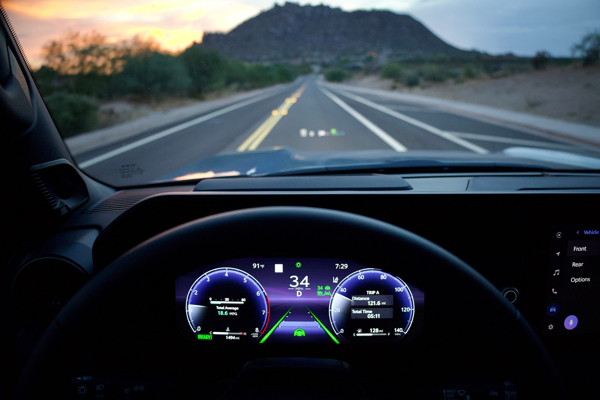 Driver's instrument cluster inside a Toyota Land Cruiser.