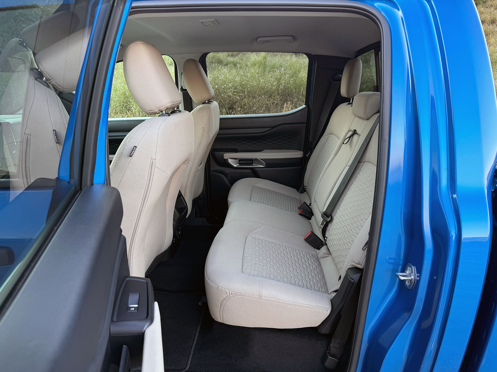 2024 Ford Ranger XLT SuperCrew interior, back seats in Sandstone Premium Cloth