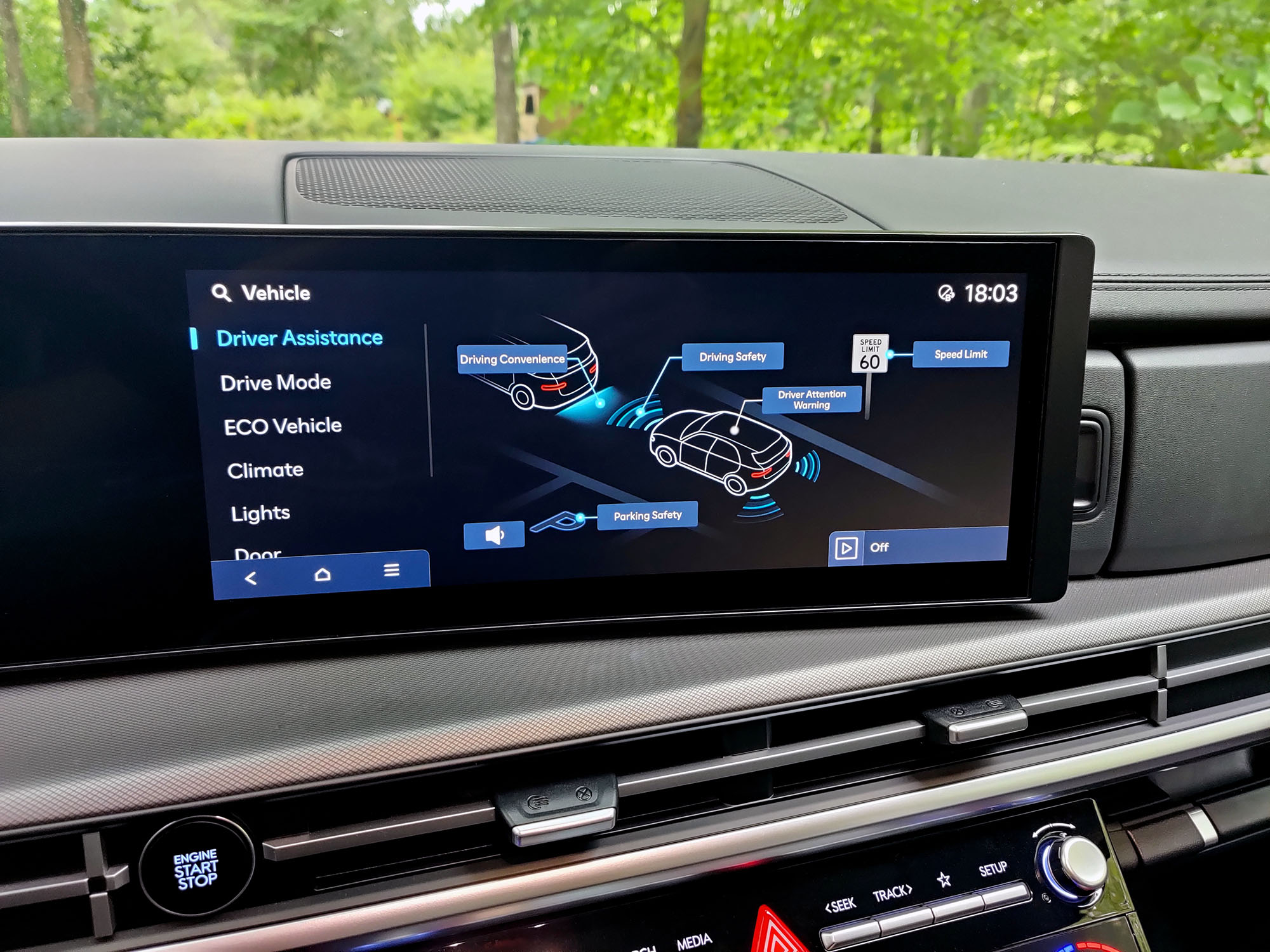 2024 Hyundai Santa Fe Hybrid infotainment screen, driver-assistance menu