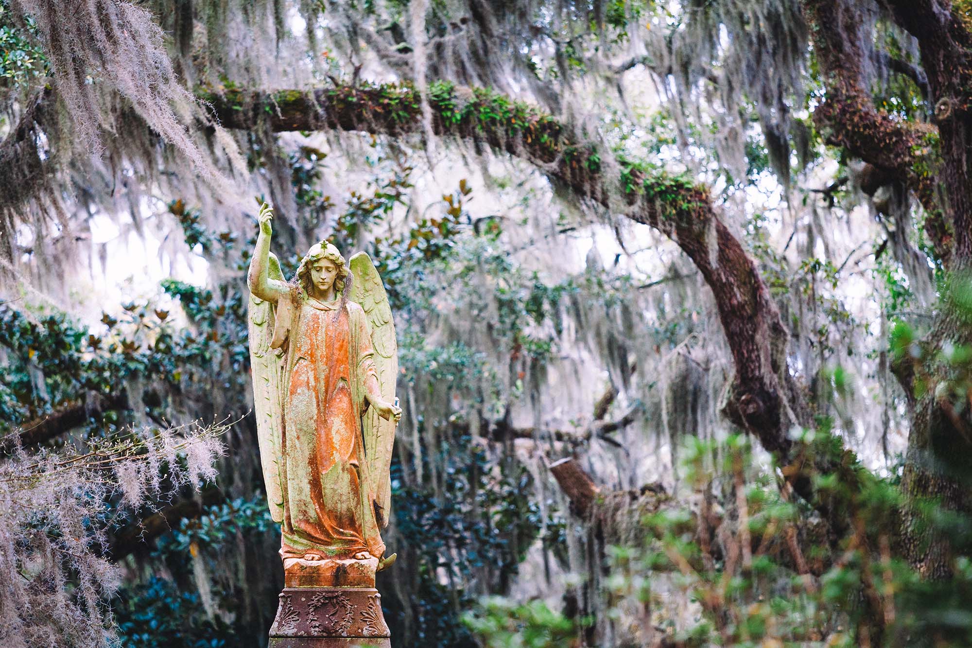 A statue in Bonaventure Cemetery in Savannah, Georgia