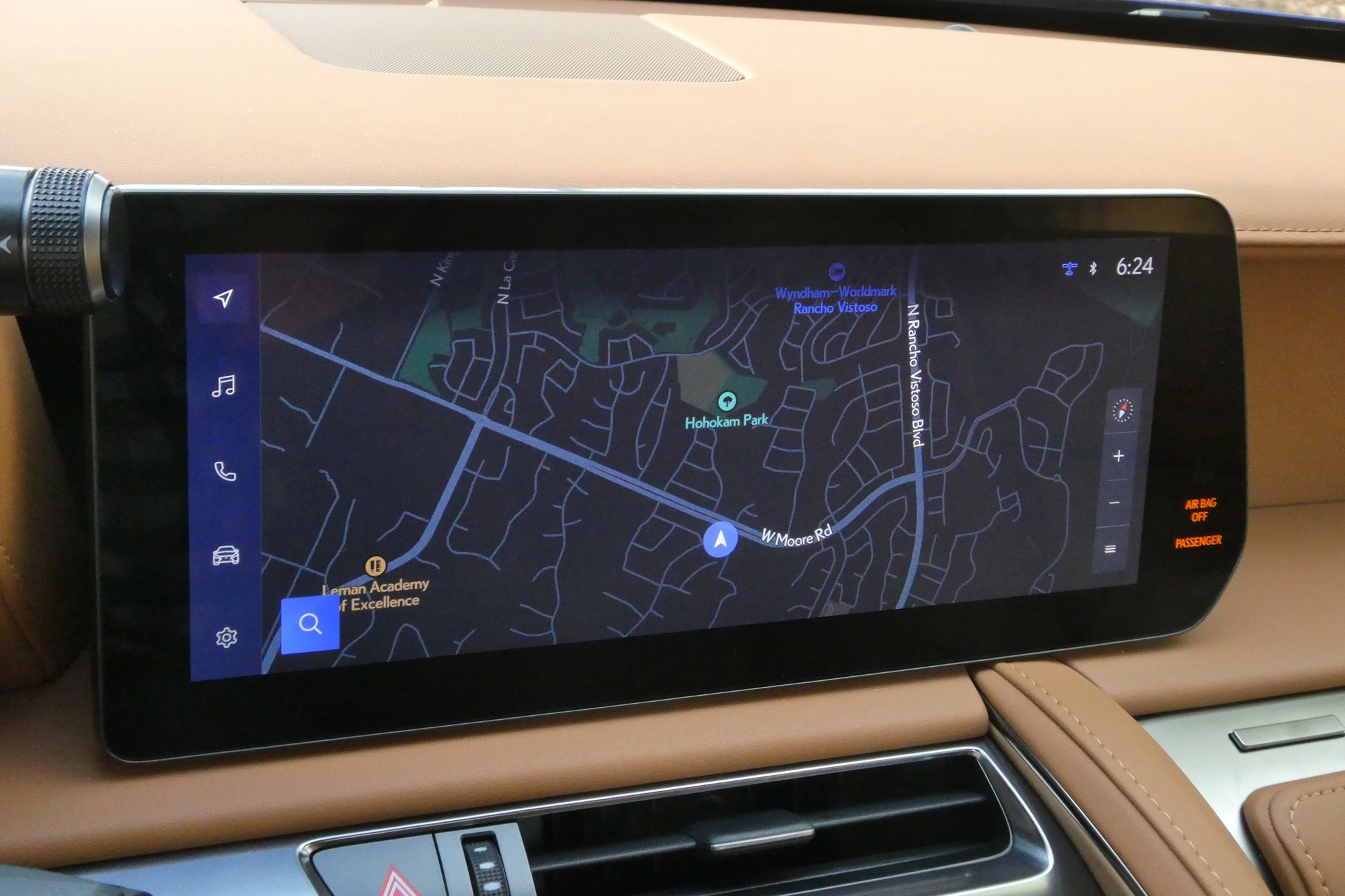 2024 Lexus LC 500h interior showing the Lexus Interface infotainment system's navigation map