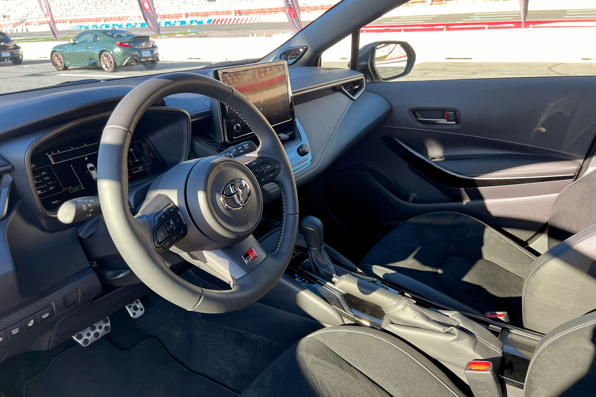 Front seats of a 2025 Toyota GR Corolla Premium Plus