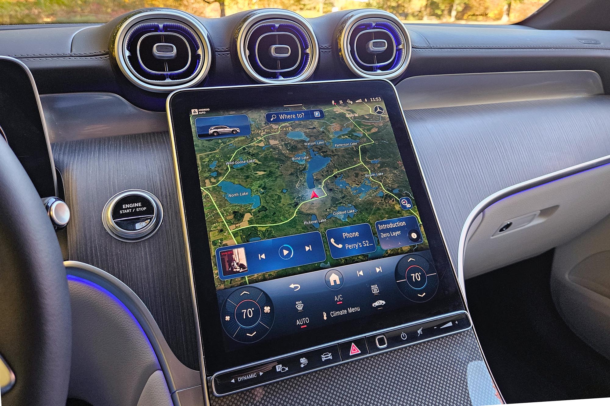 2025 Mercedes-Benz GLC 350e plug-in hybrid interior showing the new third-generation MBUX infotainment system.